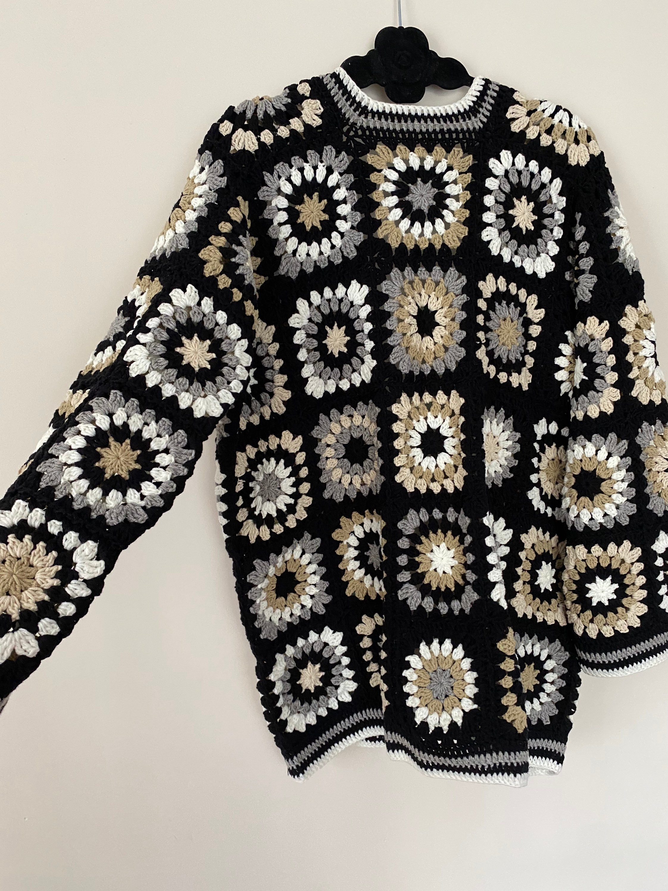 Granny Square Cardigan, Crochet Cotton Cardigan, Afghan Crochet, Granny Square Jacket, Boho Cardi... — photo 7 of 10