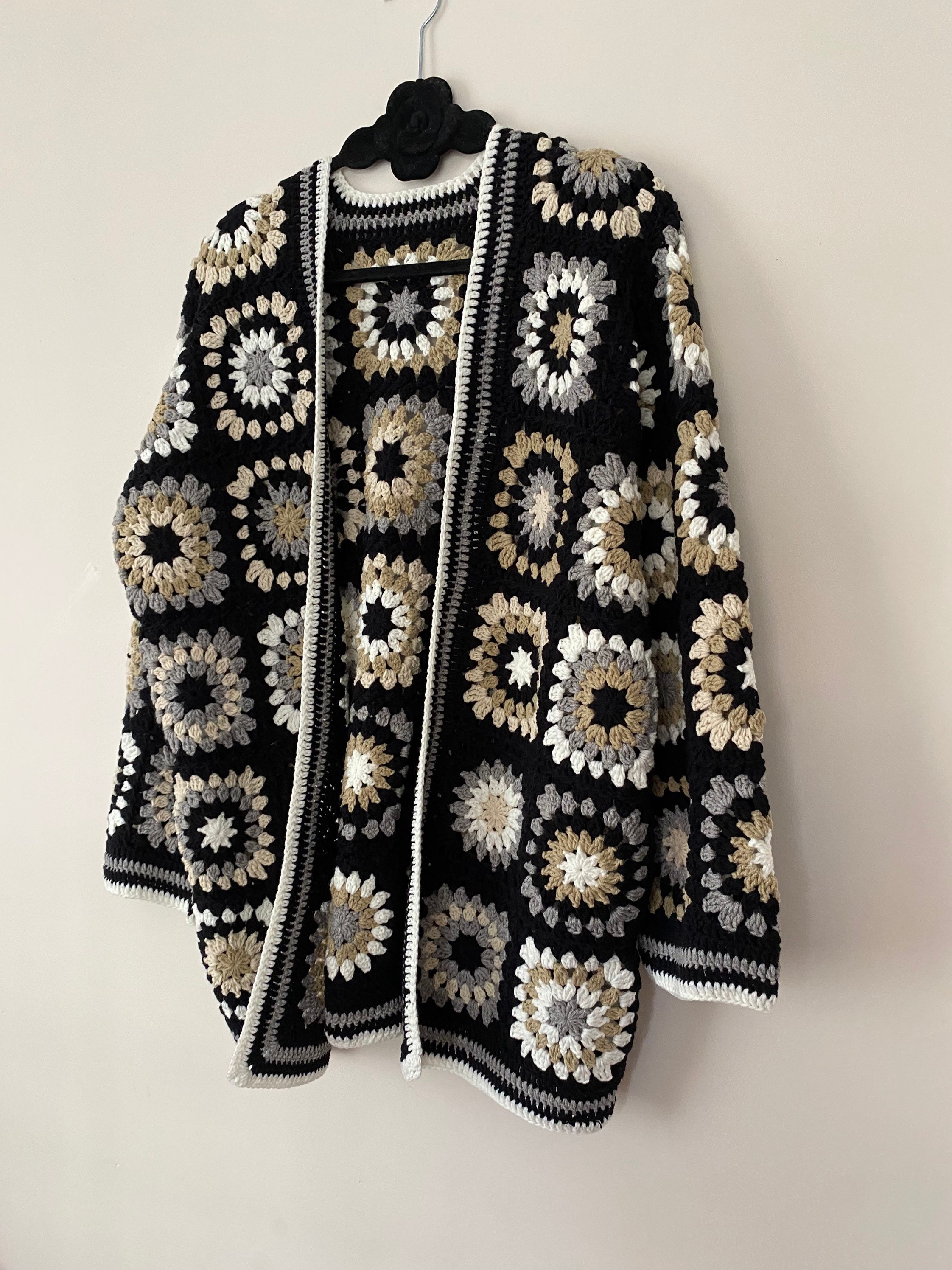 Granny Square Cardigan, Crochet Cotton Cardigan, Afghan Crochet, Granny Square Jacket, Boho Cardi... — photo 5 of 10