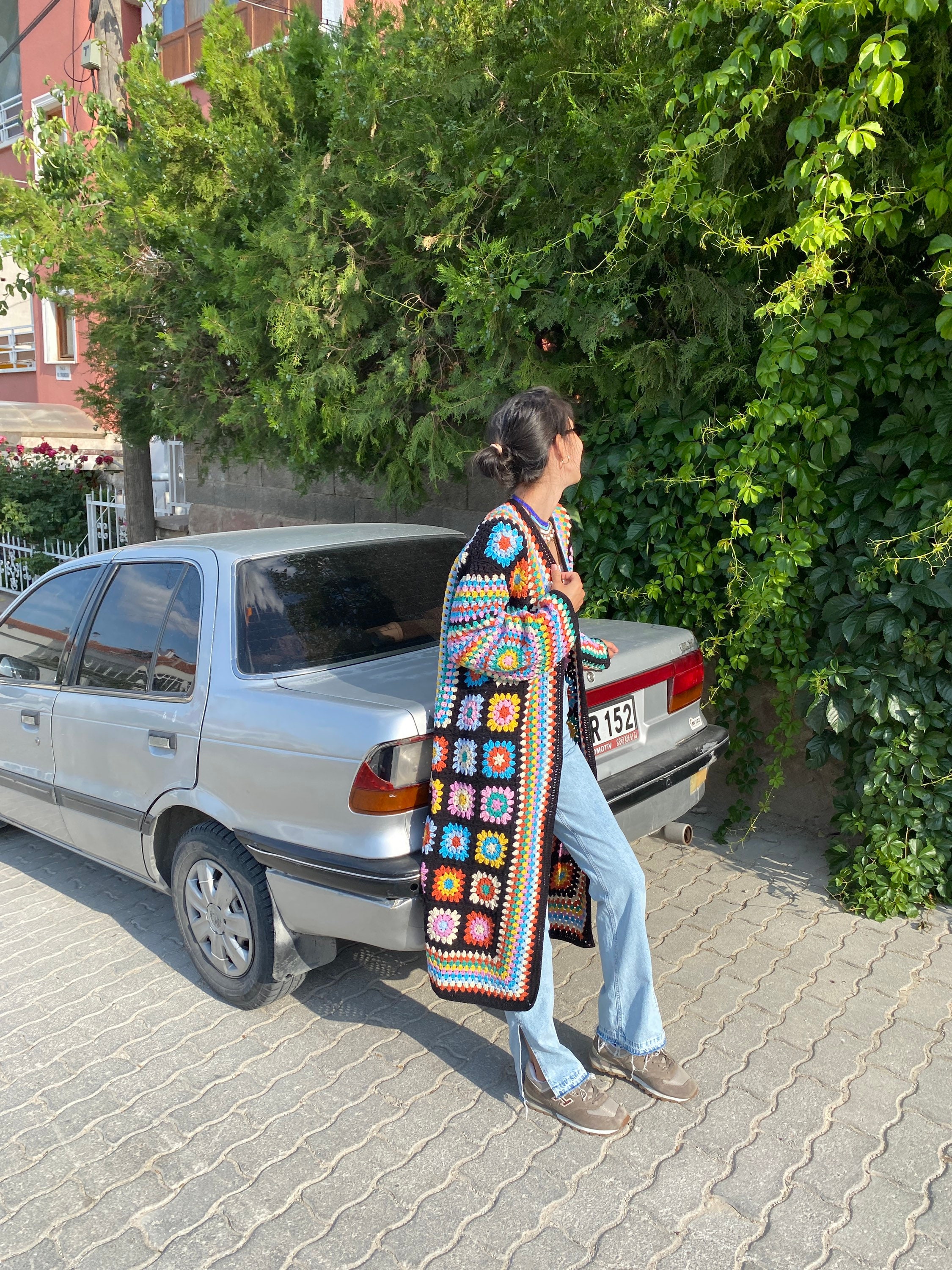 Granny Square Cardigan, Long Granny Square Coat, Afghan Crochet Coat, Granny Square Jacket, Boho ... — photo 3 of 10