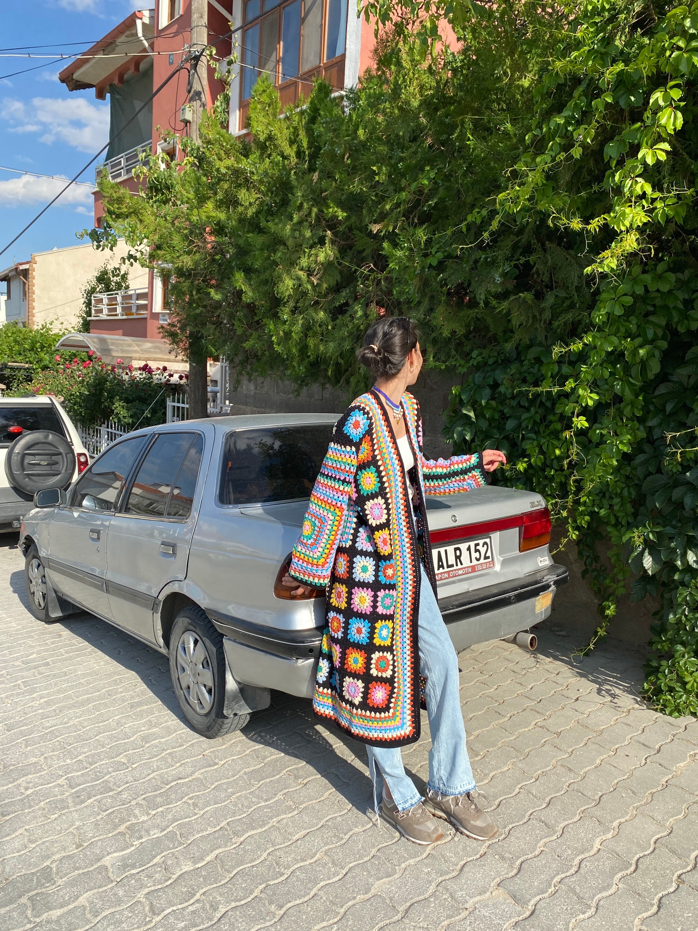Granny Square Cardigan, Long Granny Square Coat, Afghan Crochet Coat, Granny Square Jacket, Boho ... — photo 2 of 10