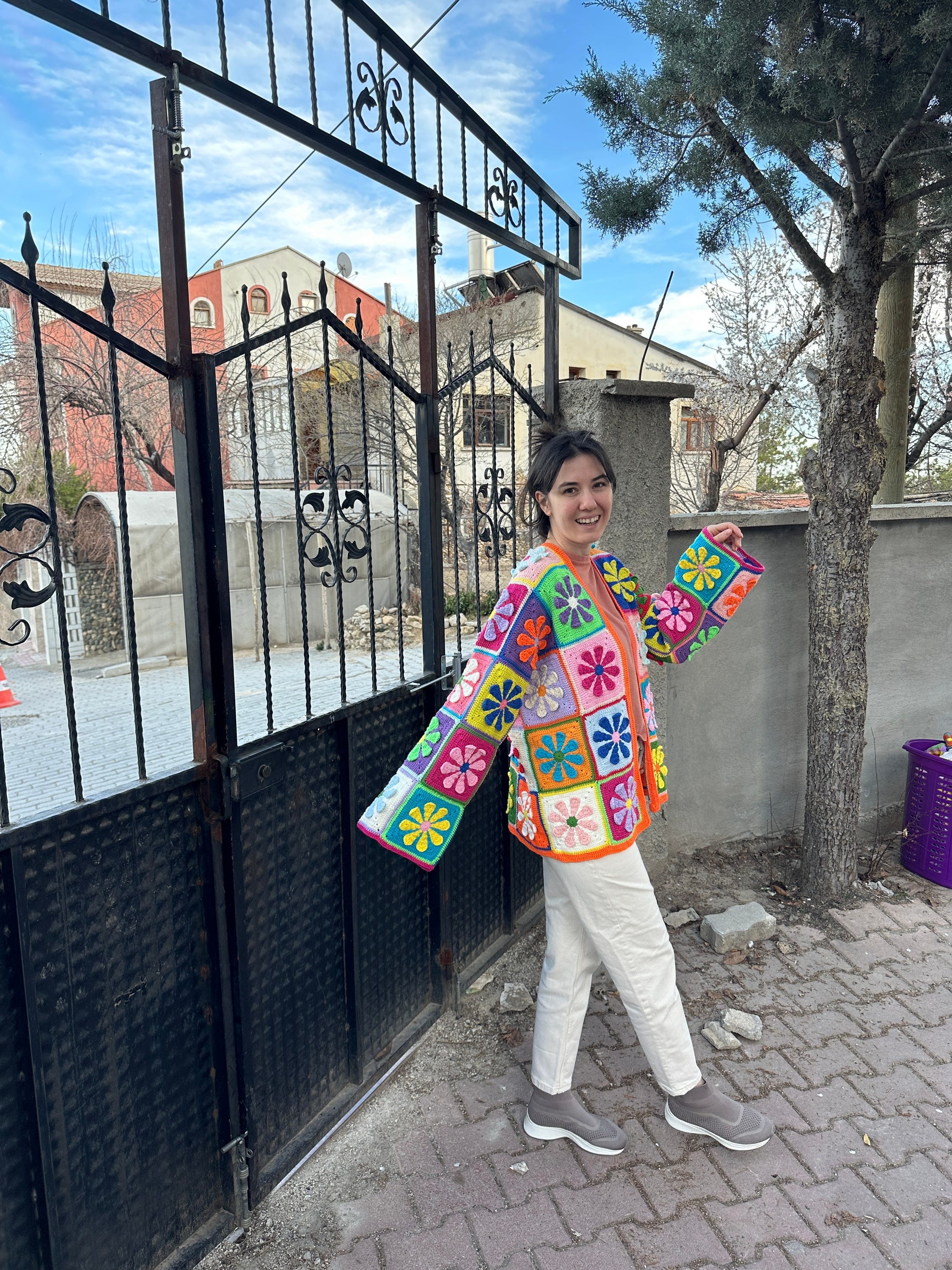 Granny Square Cardigan, Unique Cardigan, Crochet Jacket, Handmade Cotton Cardigan, Patchwork Jack... — photo 4 of 10