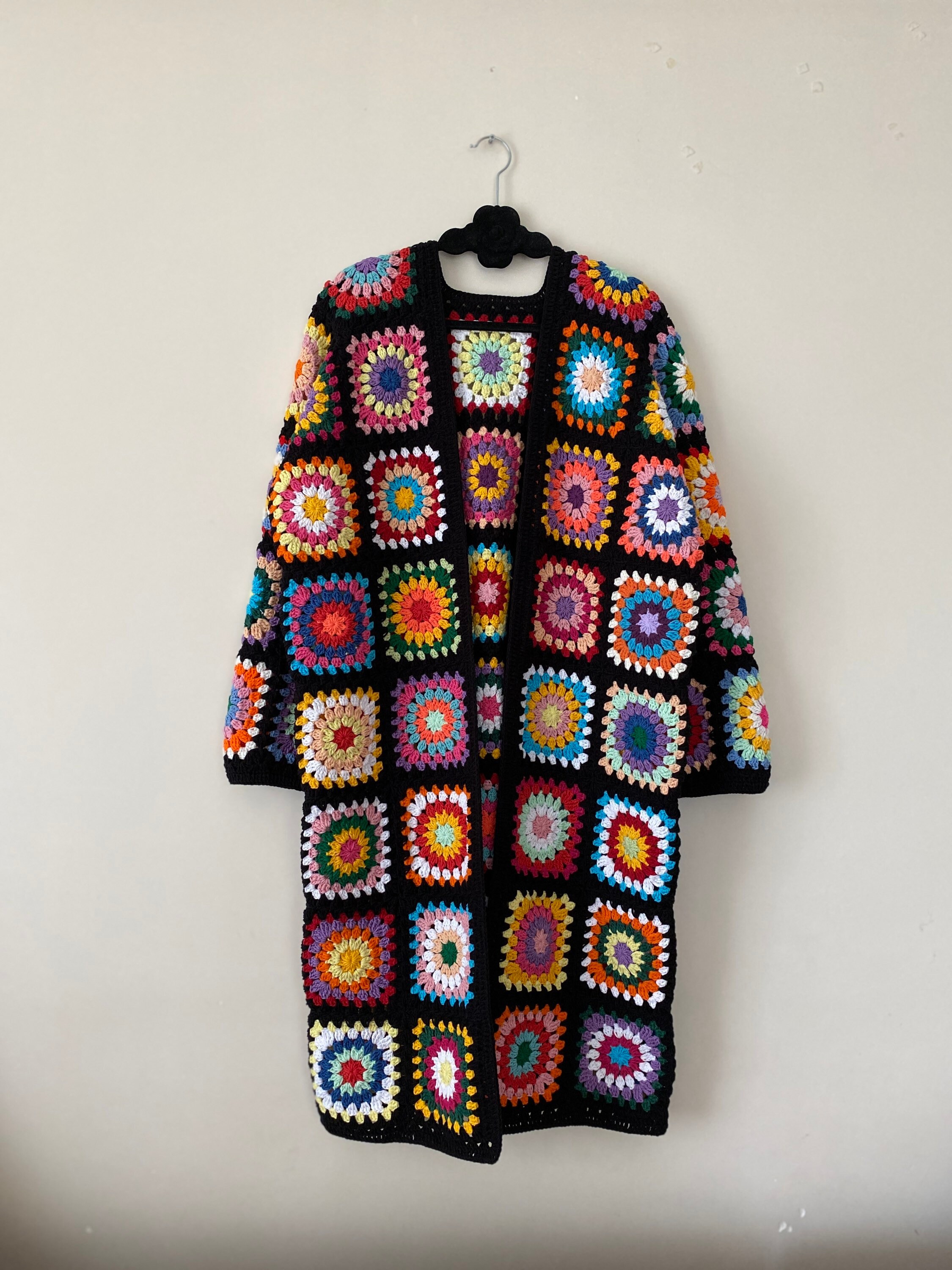 Granny Square Coat, Long Granny Square Cardigan, Cotton Cardigan, Patchwork Cardigan, Granny Squa... — photo 7 of 10