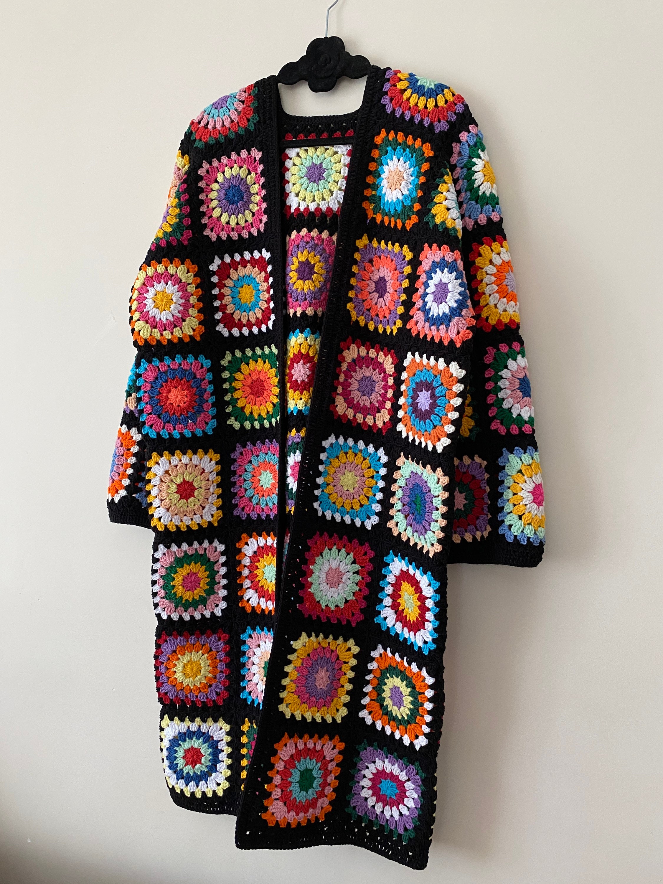Granny Square Coat, Long Granny Square Cardigan, Cotton Cardigan, Patchwork Cardigan, Granny Squa... — photo 2 of 10