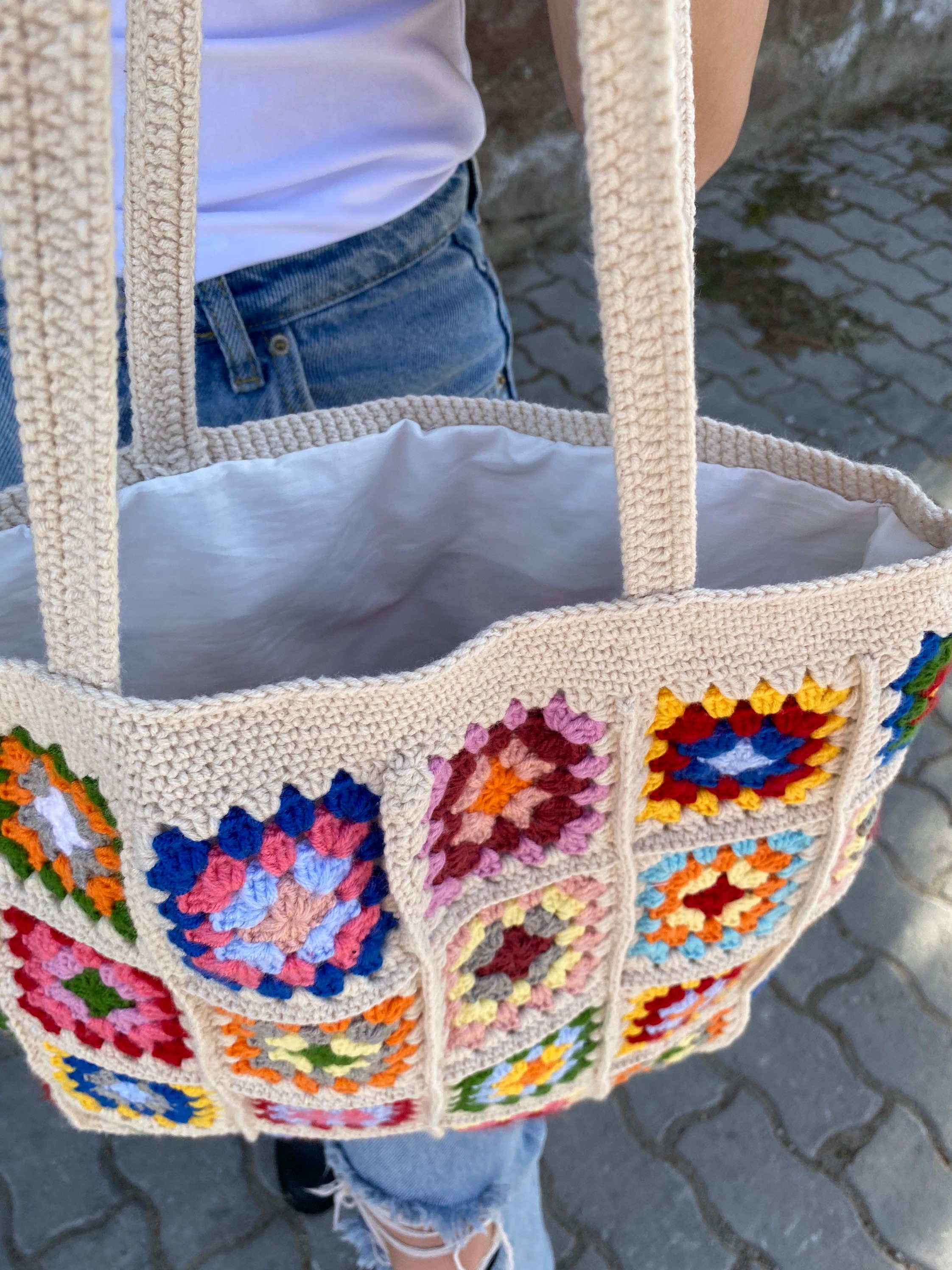 Granny Square Ecru Bag, Crochet Tote Bag, Crochet Bag, Summer Bag, Boho Bag, Vintage Style, Hippi... — photo 2 of 10
