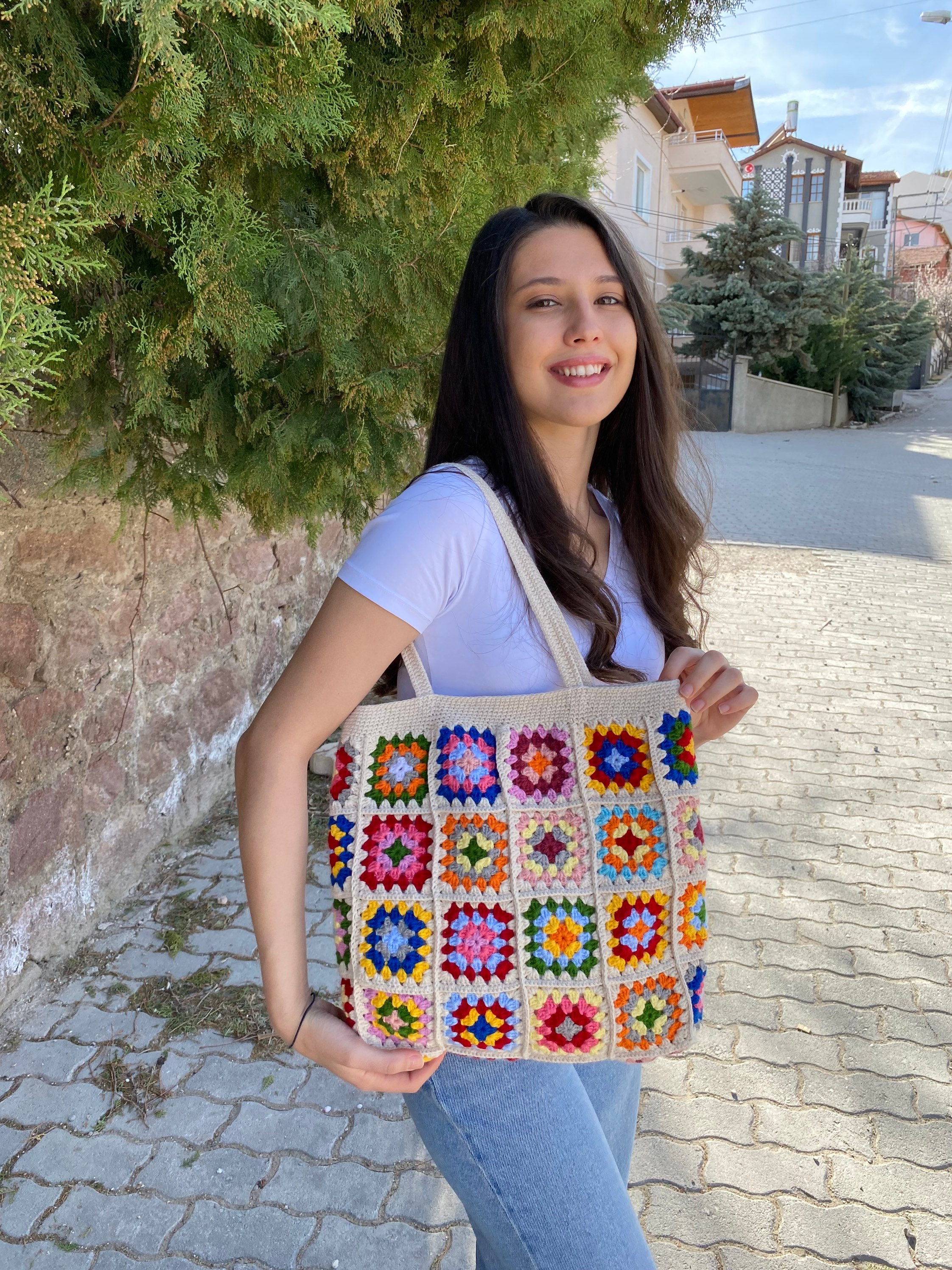 Granny Square Ecru Bag, Crochet Tote Bag, Crochet Bag, Summer Bag, Boho Bag, Vintage Style, Hippi... — photo 3 of 10