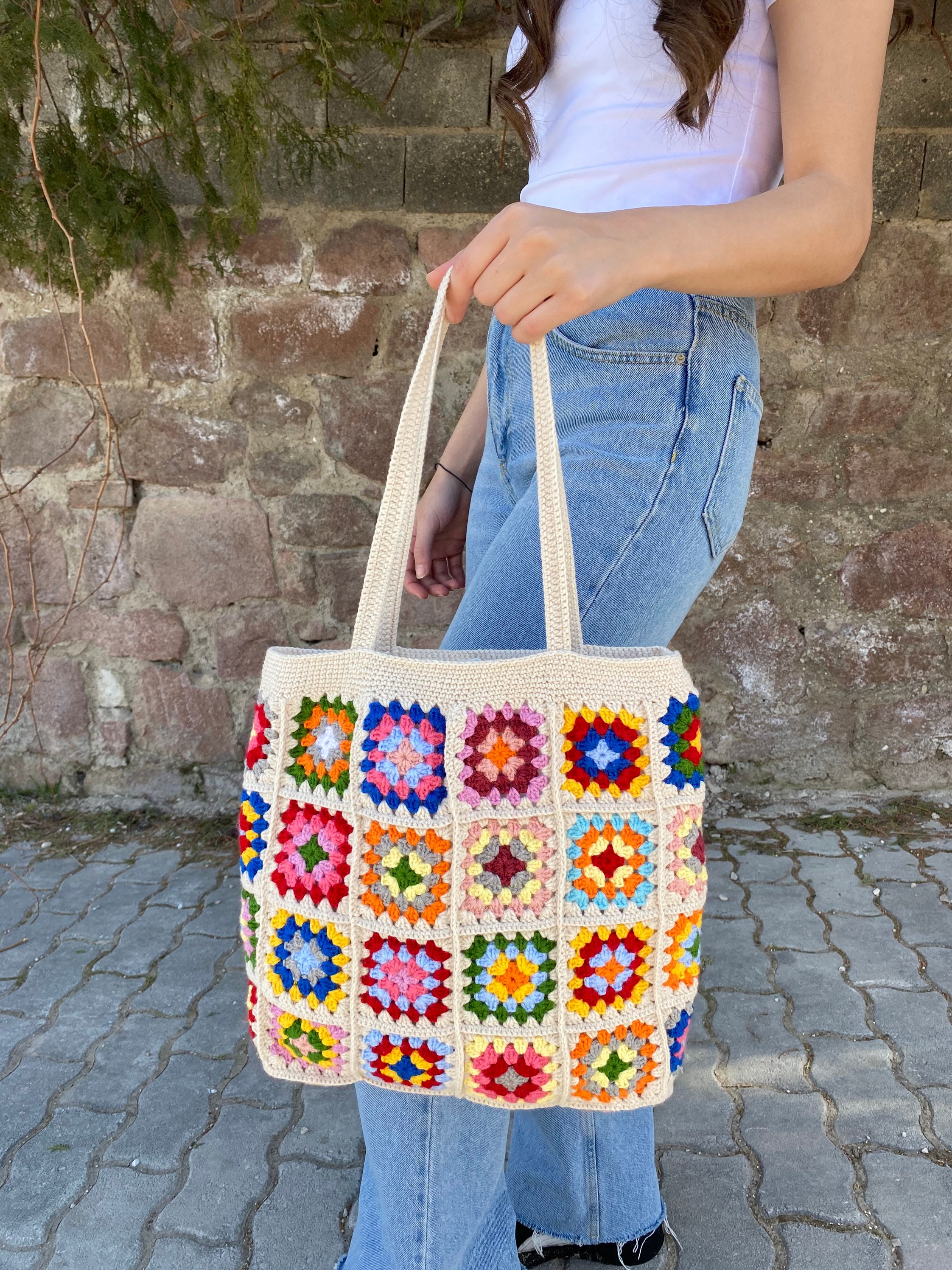 Granny Square Ecru Bag, Crochet Tote Bag, Crochet Bag, Summer Bag, Boho Bag, Vintage Style, Hippi... — photo 4 of 10