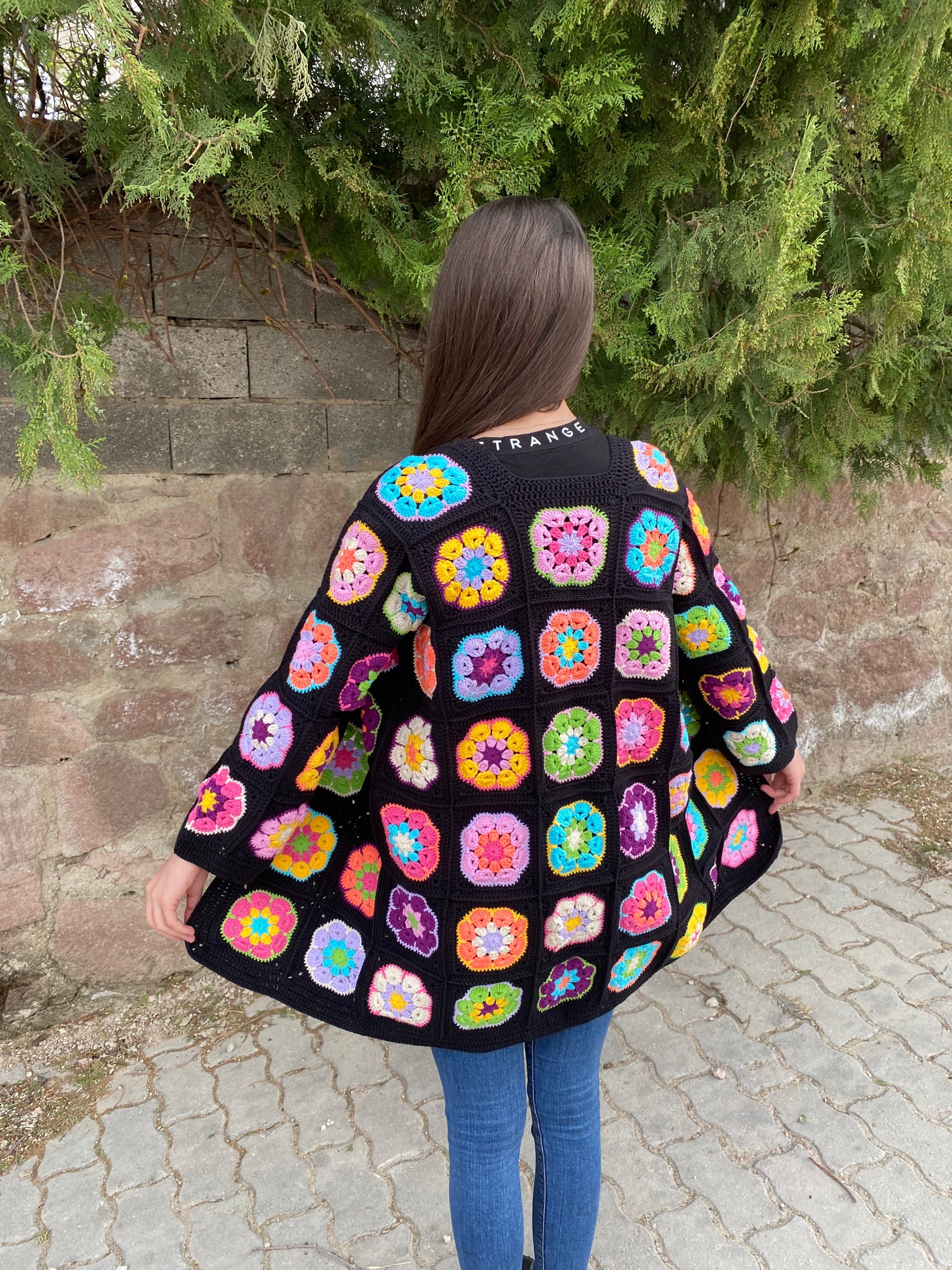 Granny Square Floral Cardigan, Afghan Crochet Cardigan, Granny Square Coat, Boho Cardigan, Granny... — photo 2 of 10