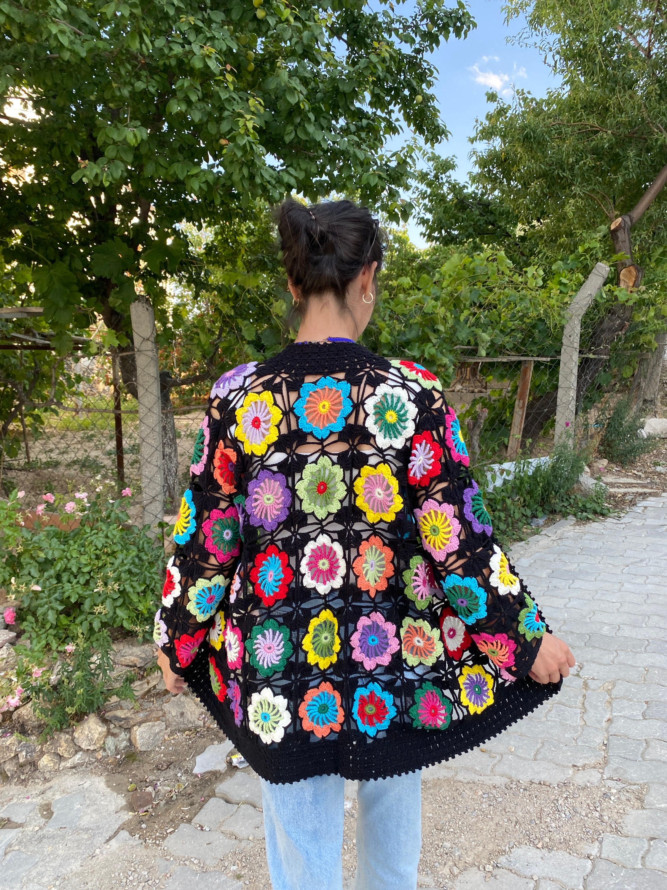 Granny Square Floral Cardigan, Summer Vest Cardigan, Festival Crochet Cardigan, Summer Cardigan, ... — photo 4 of 10