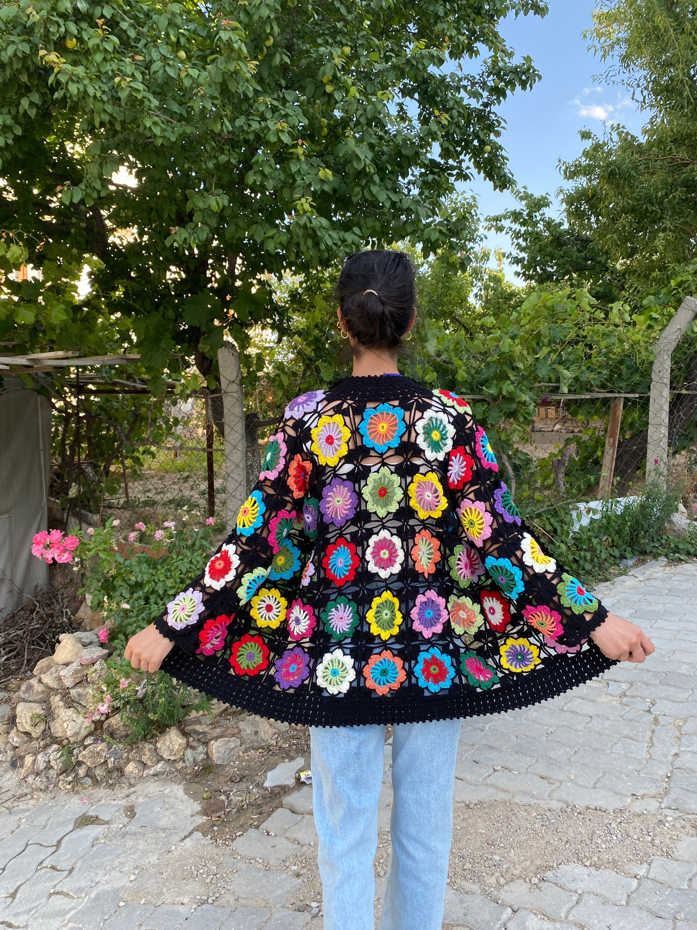 Granny Square Floral Cardigan, Summer Vest Cardigan, Festival Crochet Cardigan, Summer Cardigan, ... — photo 5 of 10