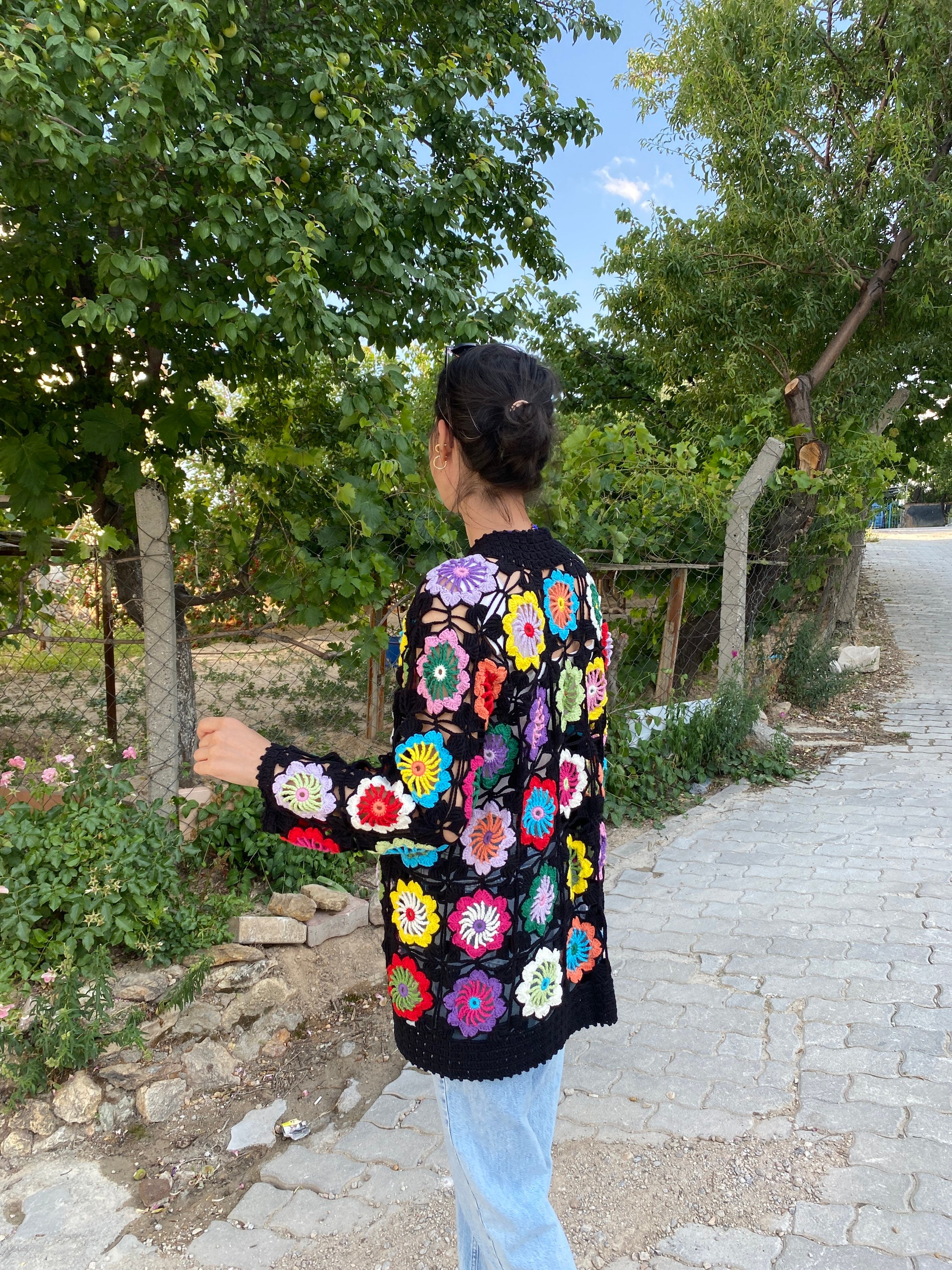 Granny Square Floral Cardigan, Summer Vest Cardigan, Festival Crochet Cardigan, Summer Cardigan, ... — photo 6 of 10