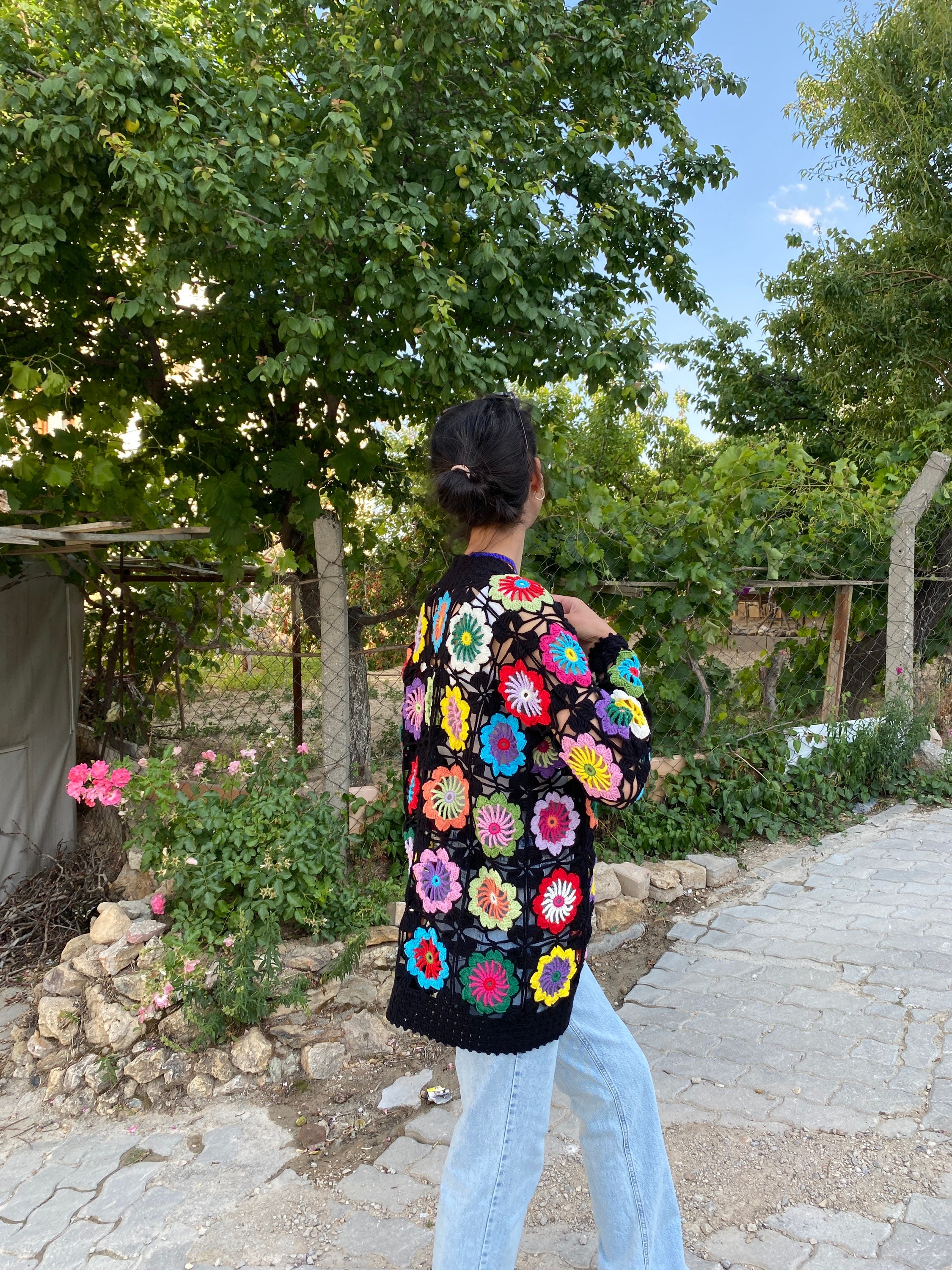 Granny Square Floral Cardigan, Summer Vest Cardigan, Festival Crochet Cardigan, Summer Cardigan, ... — photo 7 of 10