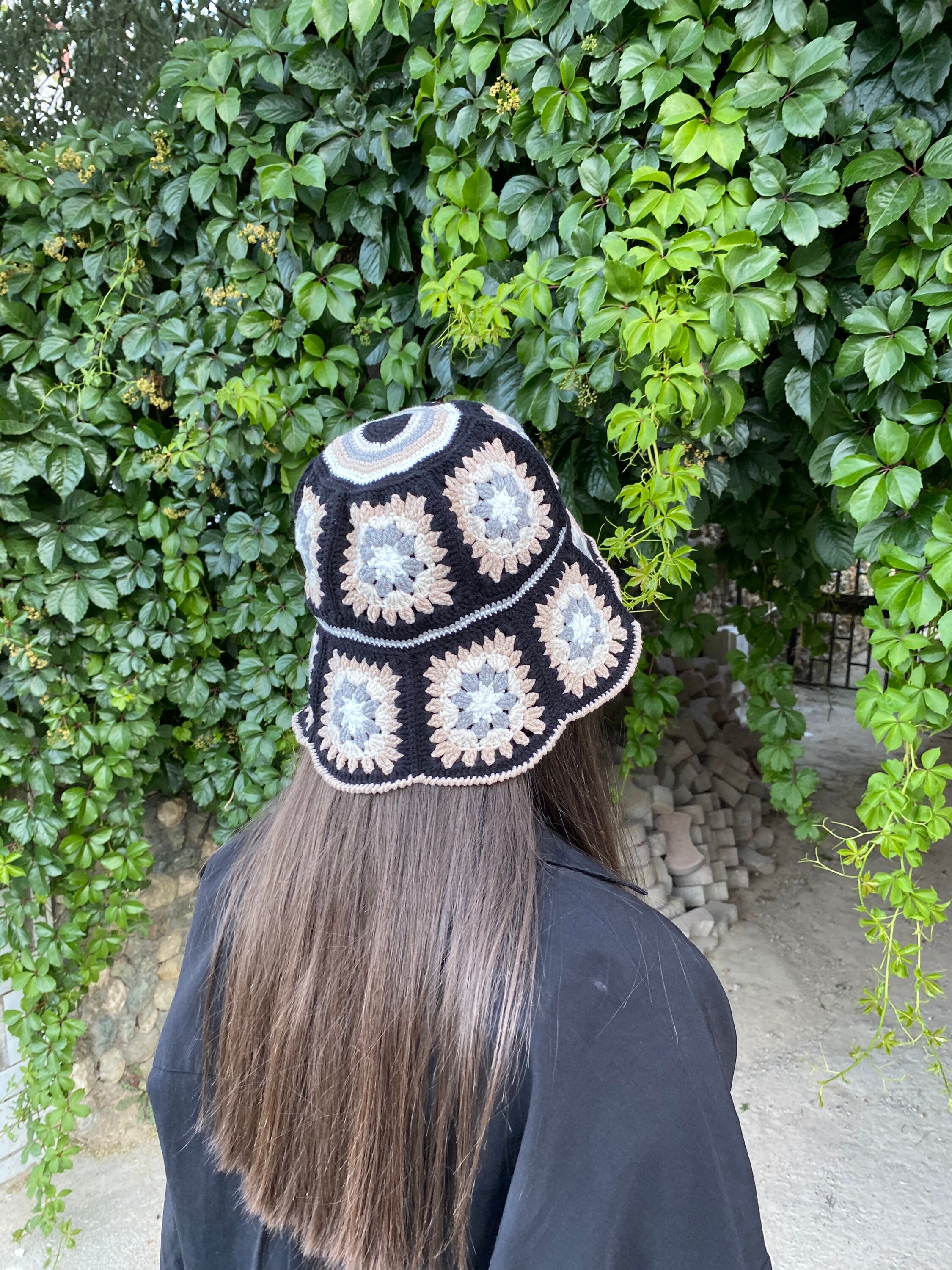 Granny Square Hat, Black Bucket Hat, Basic Crochet Hat, Cotton Hat, Festival Hat, Bucket Hat, Crochet Sun Hat, Summer Sun Hat, White Hat
