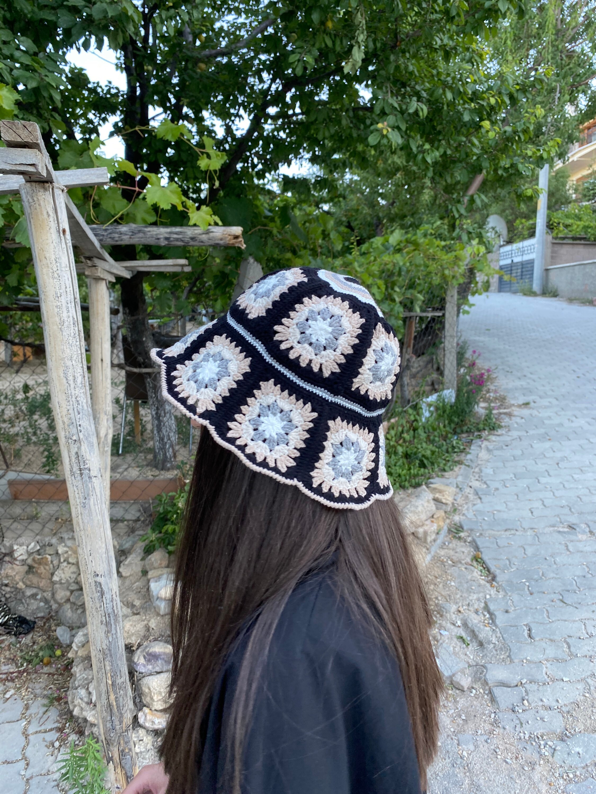 Granny Square Hat, Black Bucket Hat, Basic Crochet Hat, Cotton Hat, Festival Hat, Bucket Hat, Cro... — photo 5 of 10