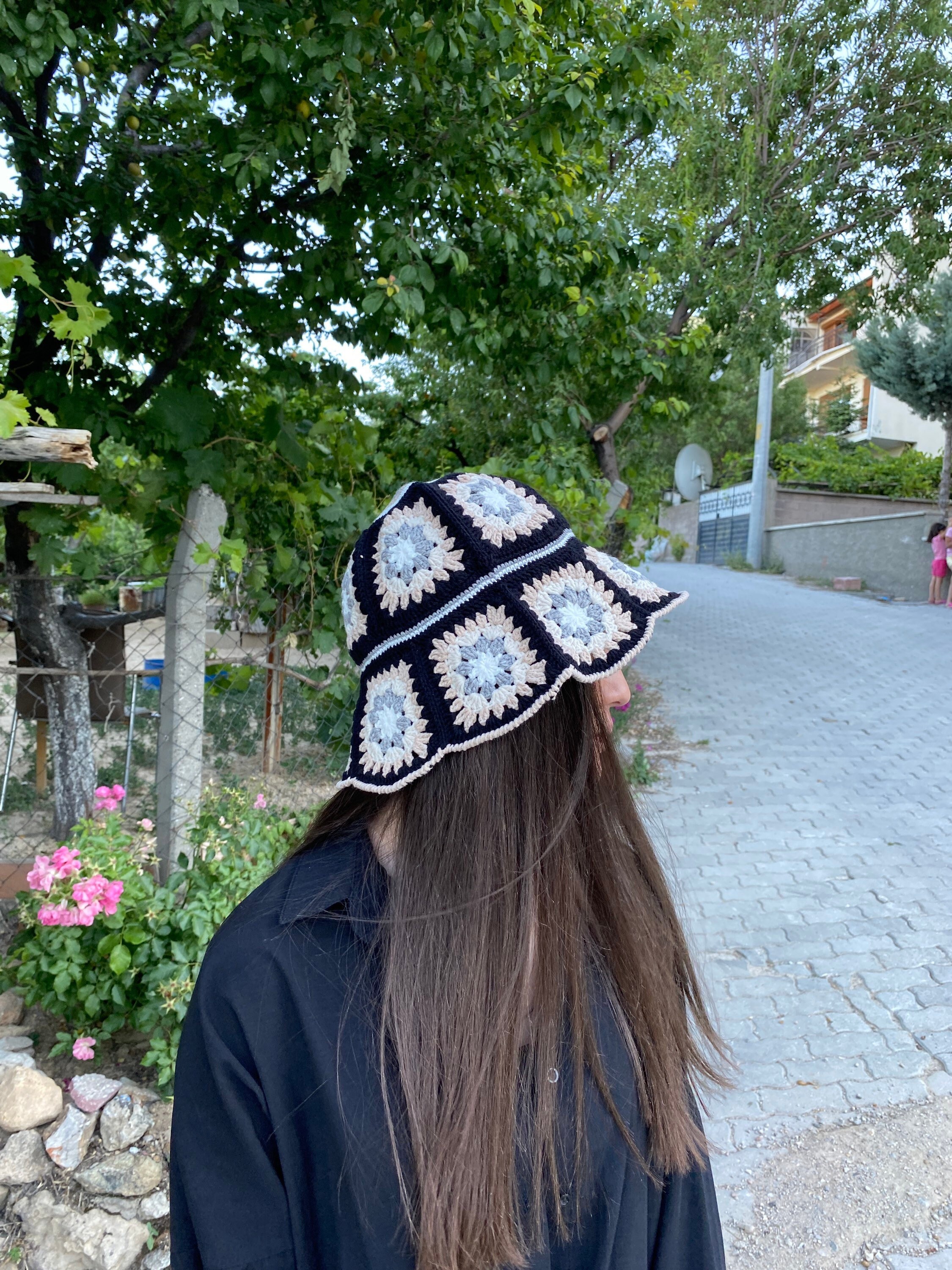 Granny Square Hat, Black Bucket Hat, Basic Crochet Hat, Cotton Hat, Festival Hat, Bucket Hat, Cro... — photo 6 of 10