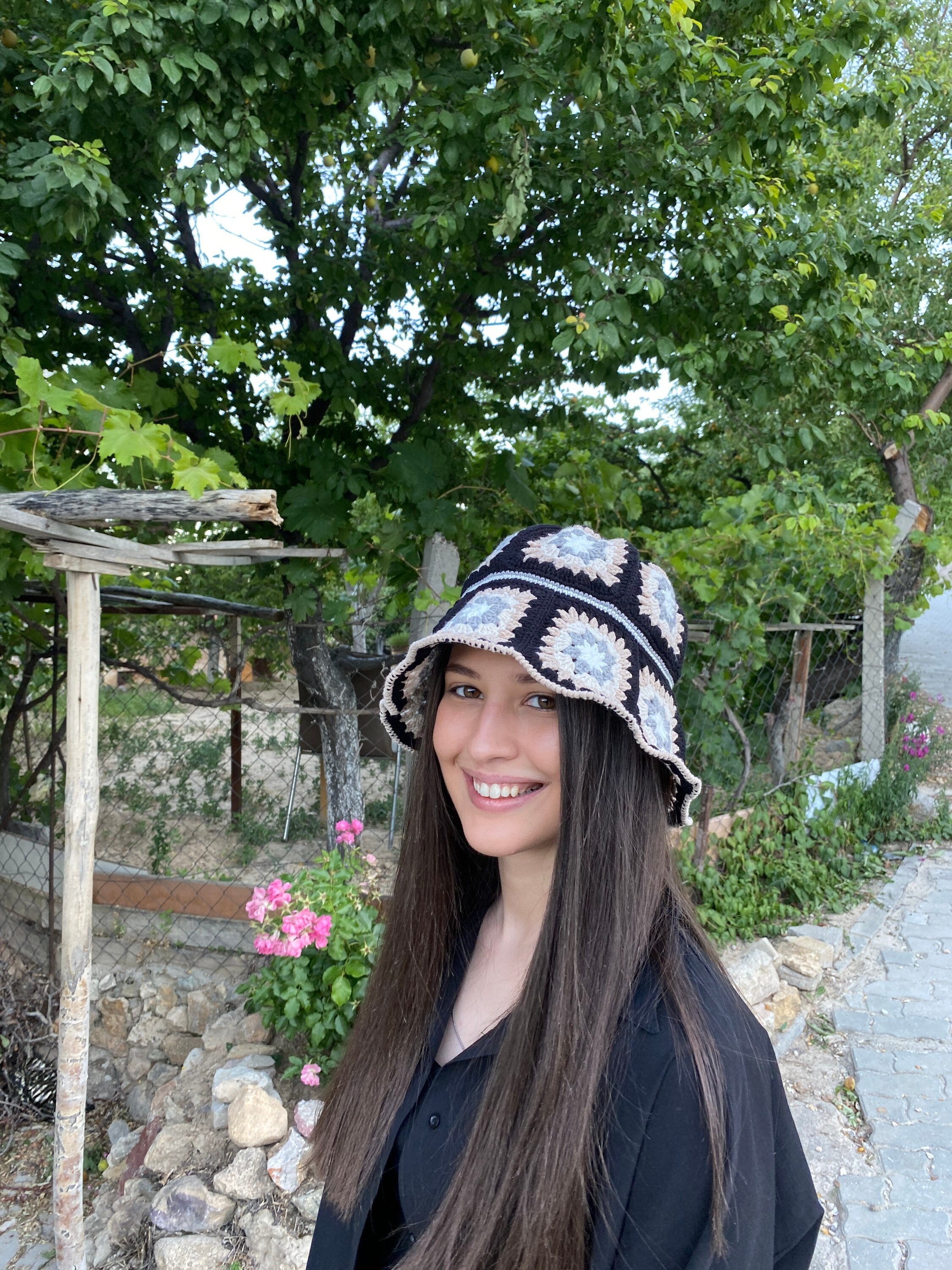 Granny Square Hat, Black Bucket Hat, Basic Crochet Hat, Cotton Hat, Festival Hat, Bucket Hat, Cro... — photo 3 of 10