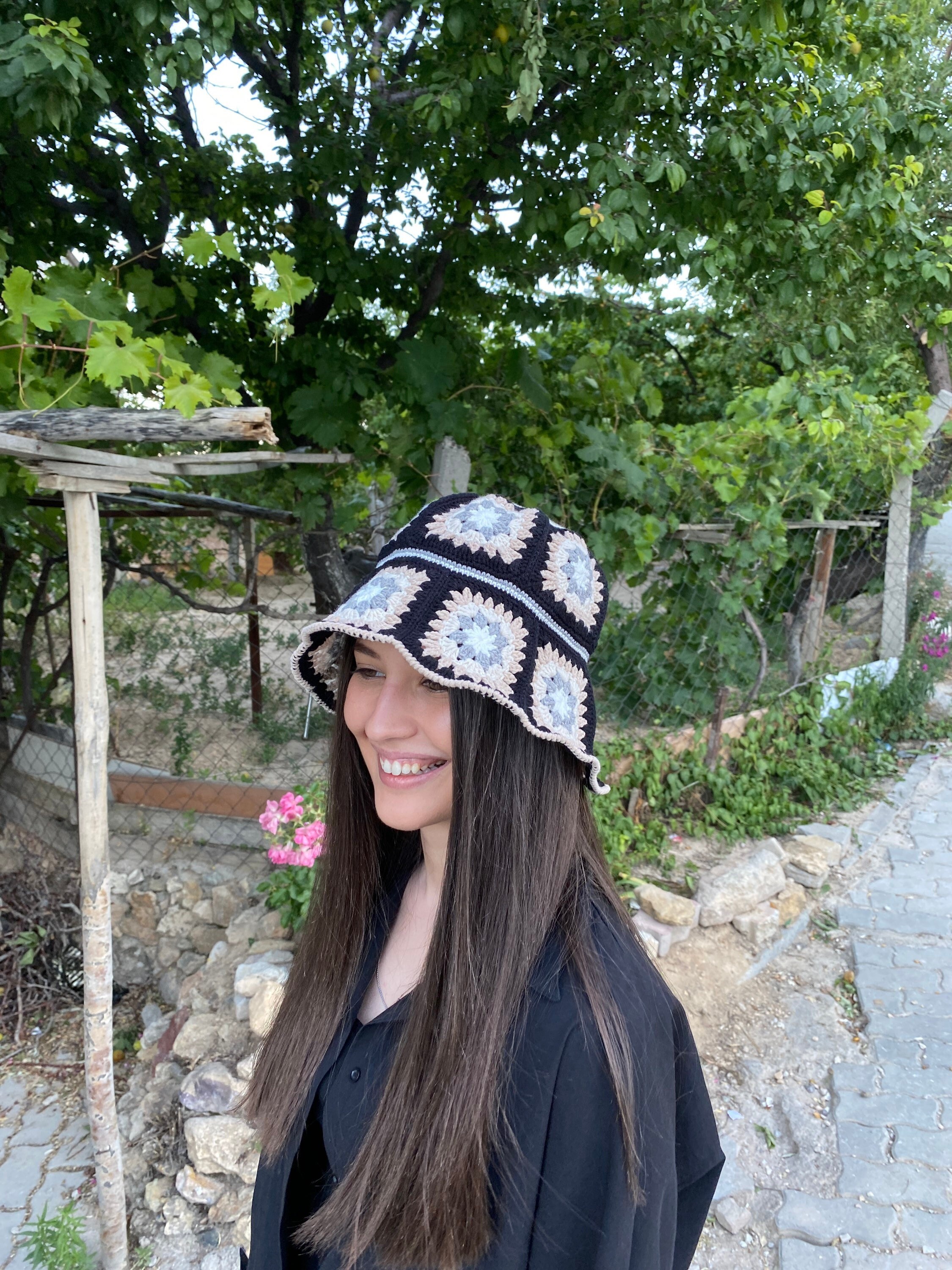 Granny Square Hat, Black Bucket Hat, Basic Crochet Hat, Cotton Hat, Festival Hat, Bucket Hat, Cro... — photo 4 of 10