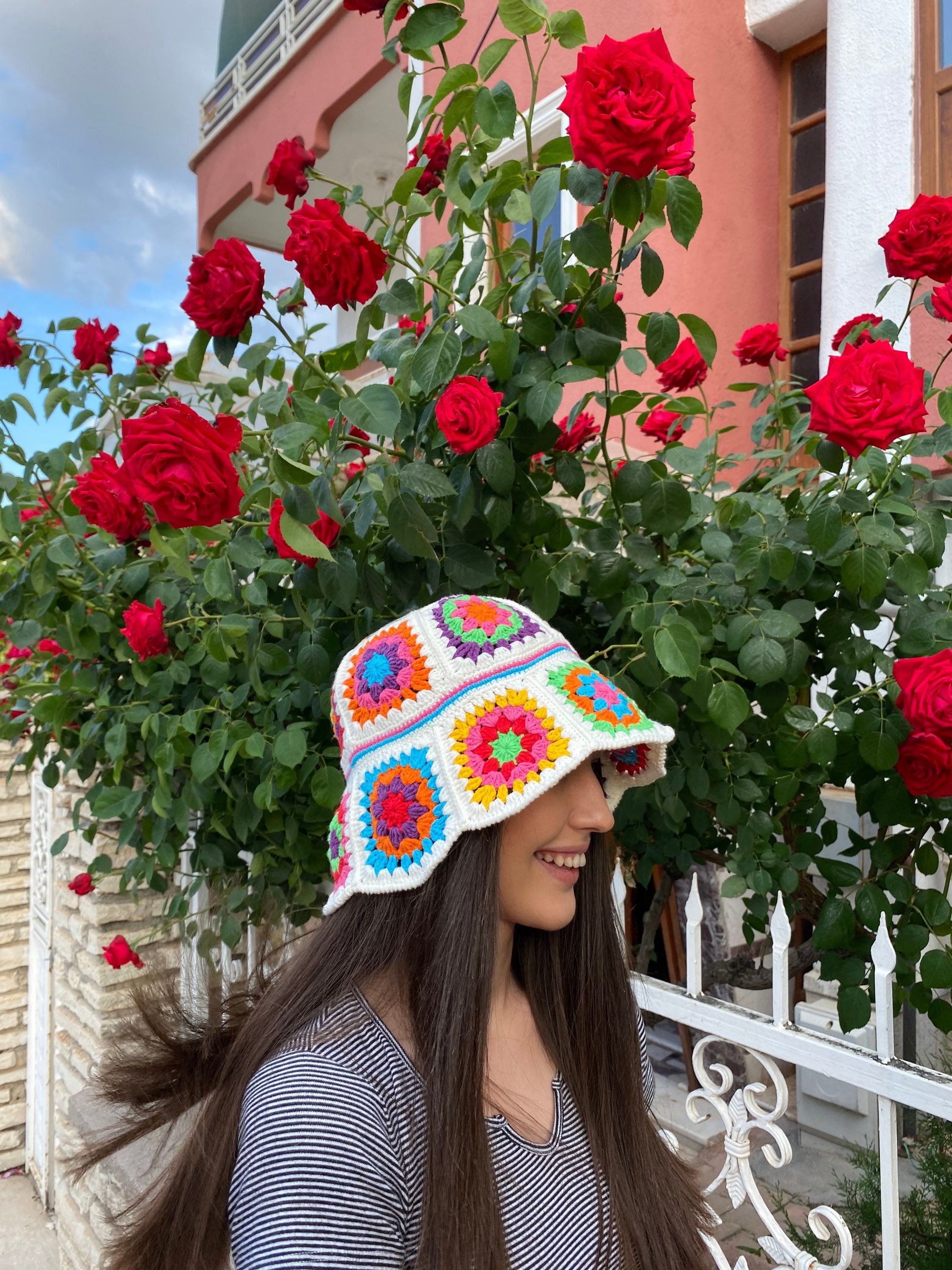 Granny Square Hat, Colorful Bucket Hat, Crochet Hat, Festival Hat, Bucket Hat, Crochet Sun Hat, S... — photo 2 of 10
