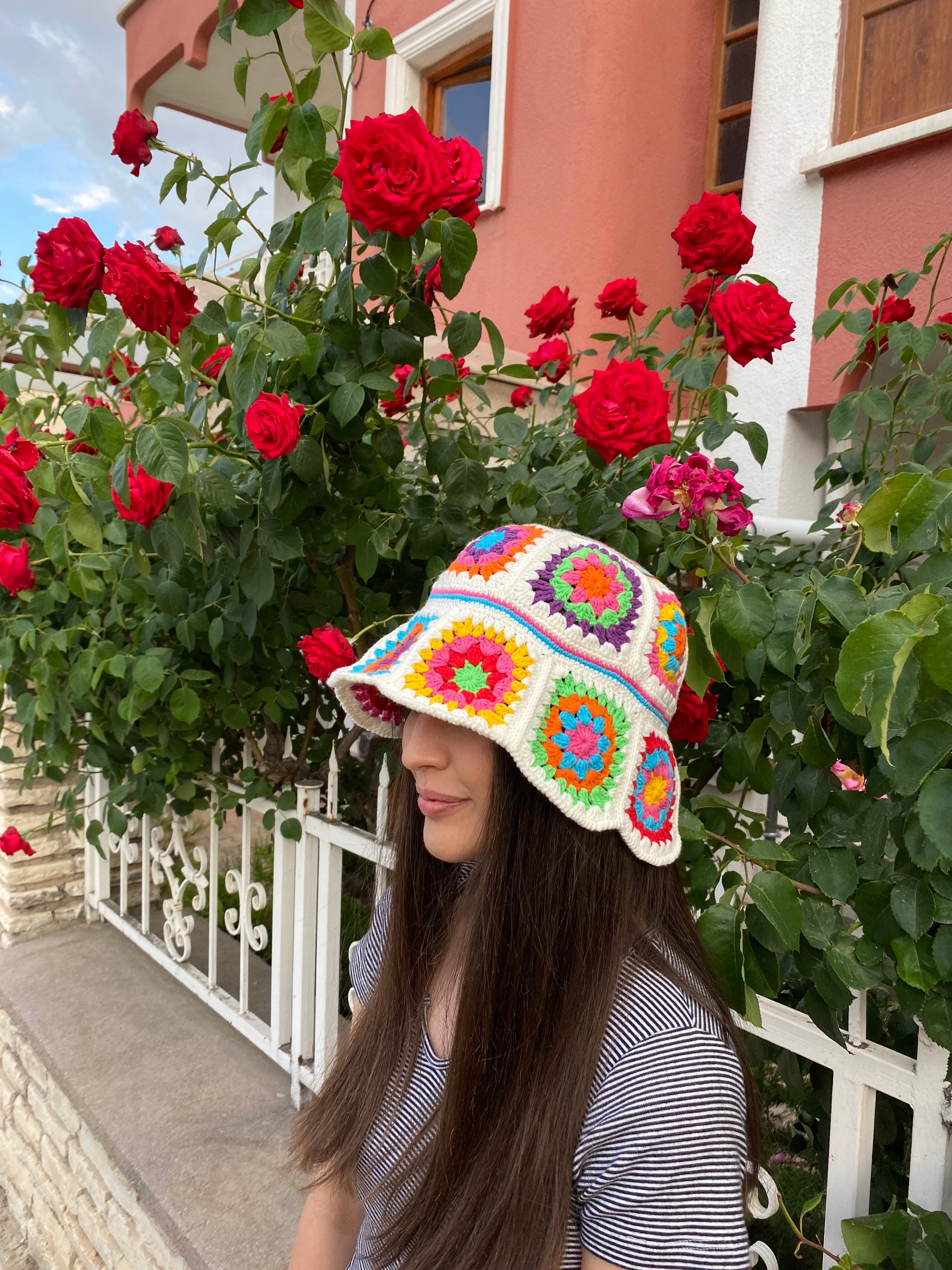 Granny Square Hat, Colorful Bucket Hat, Crochet Hat, Festival Hat, Bucket Hat, Crochet Sun Hat, S... — photo 4 of 10