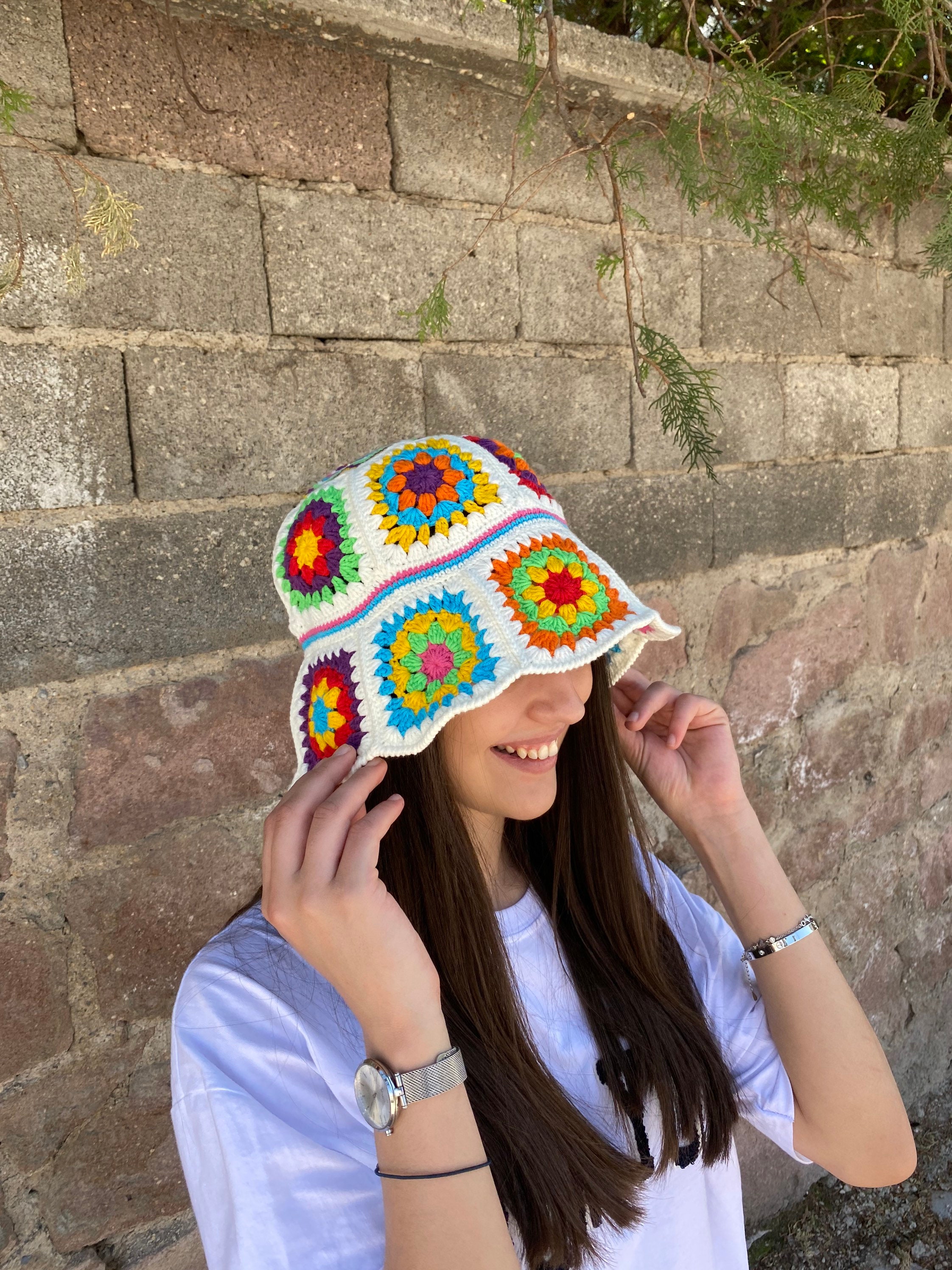 Granny Square Hat, Colorful Bucket Hat, Crochet Hat, Festival Hat, Bucket Hat, Crochet Sun Hat, S... — photo 7 of 10