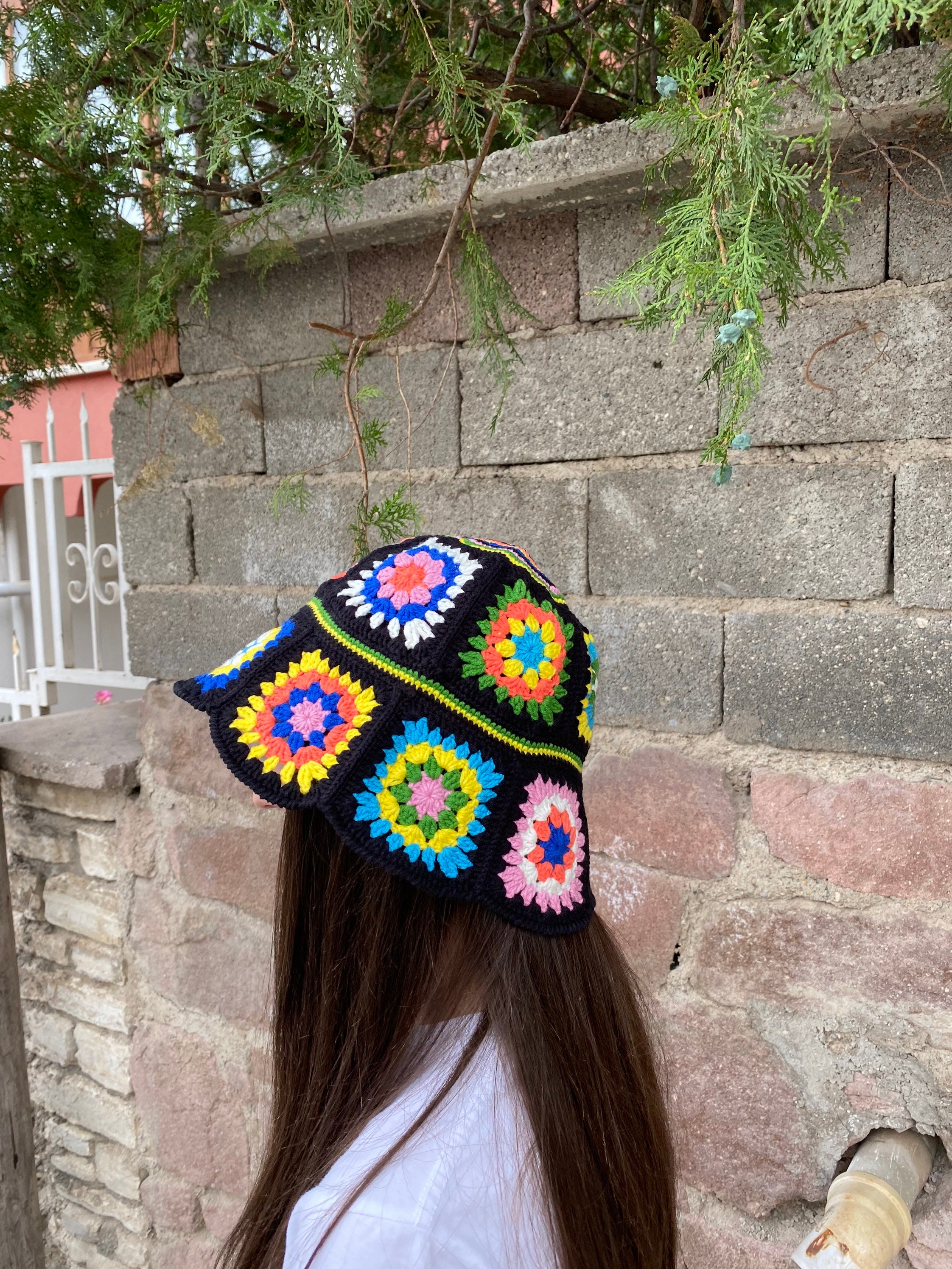 Granny Square Hat, Colorful Bucket Hat, Rainbow Crochet Hat, Crochet Hat, Festival Hat, Bucket Ha... — photo 3 of 13