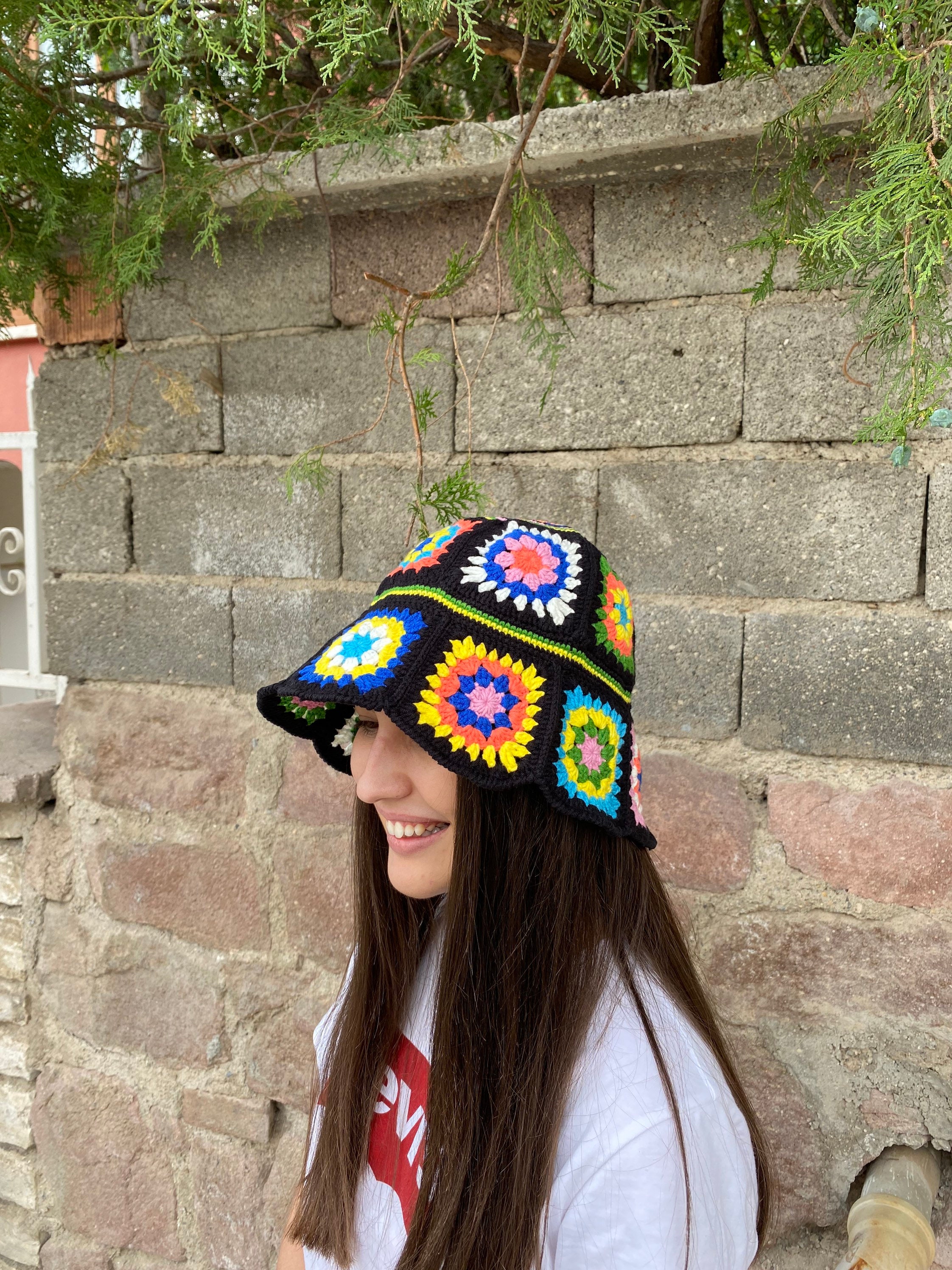 Granny Square Hat, Colorful Bucket Hat, Rainbow Crochet Hat, Crochet Hat, Festival Hat, Bucket Ha... — photo 5 of 10