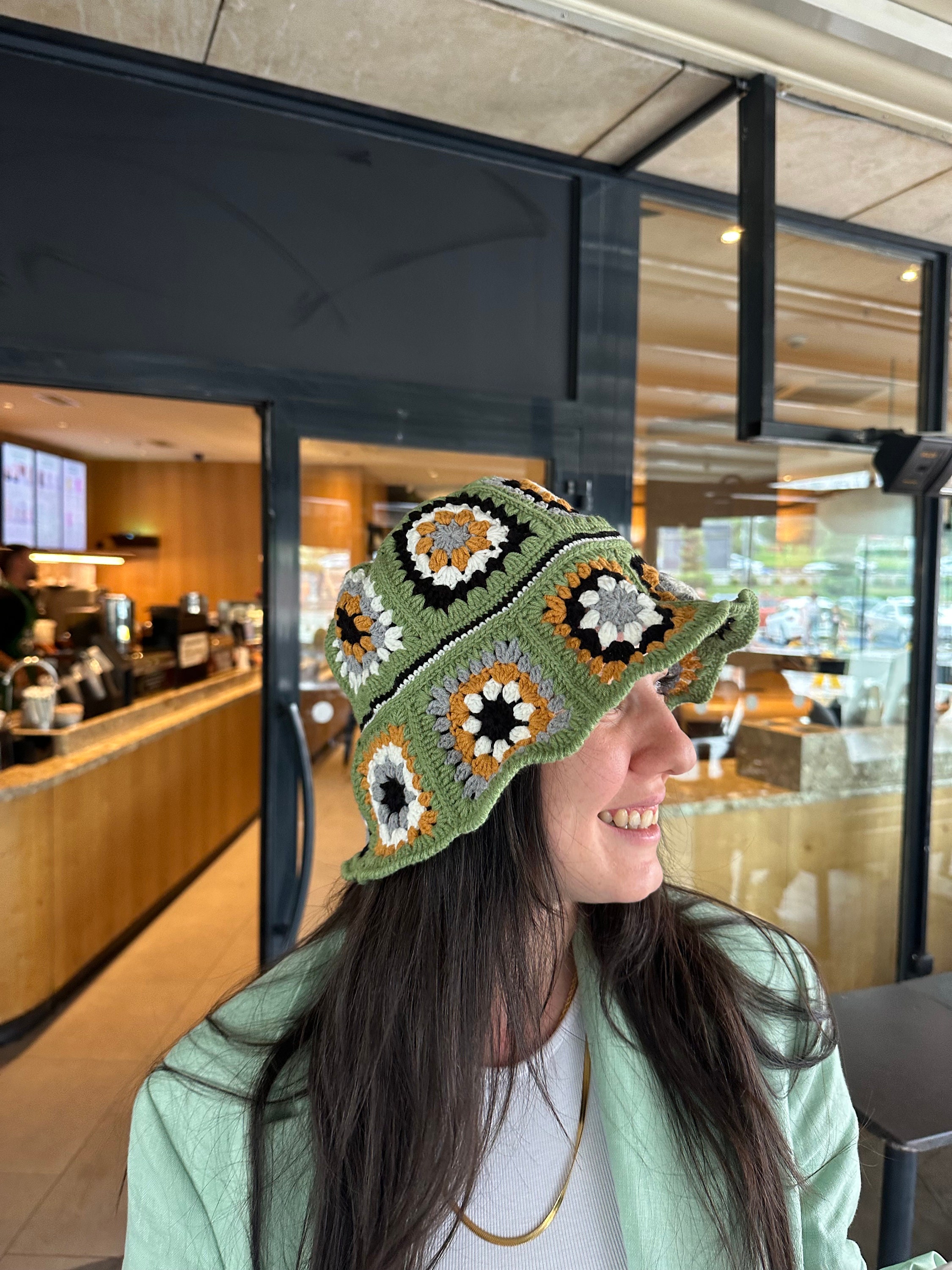 Granny Square Hat, Cotton Bucket Hat, Luxury Knit Hat, Stylish Crochet Hat, Festival Hat, Boho Bu... — photo 5 of 10