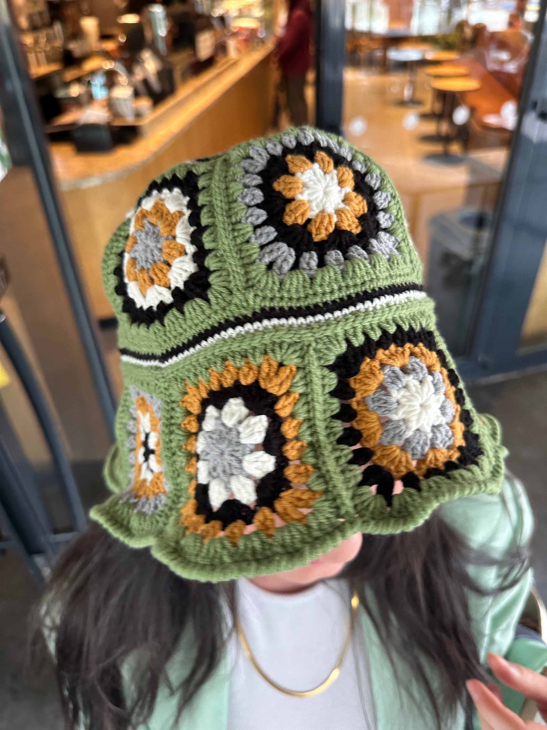Granny Square Hat, Cotton Bucket Hat, Luxury Knit Hat, Stylish Crochet Hat, Festival Hat, Boho Bucket Hat, Summer Sun Hat, Cotton Hat