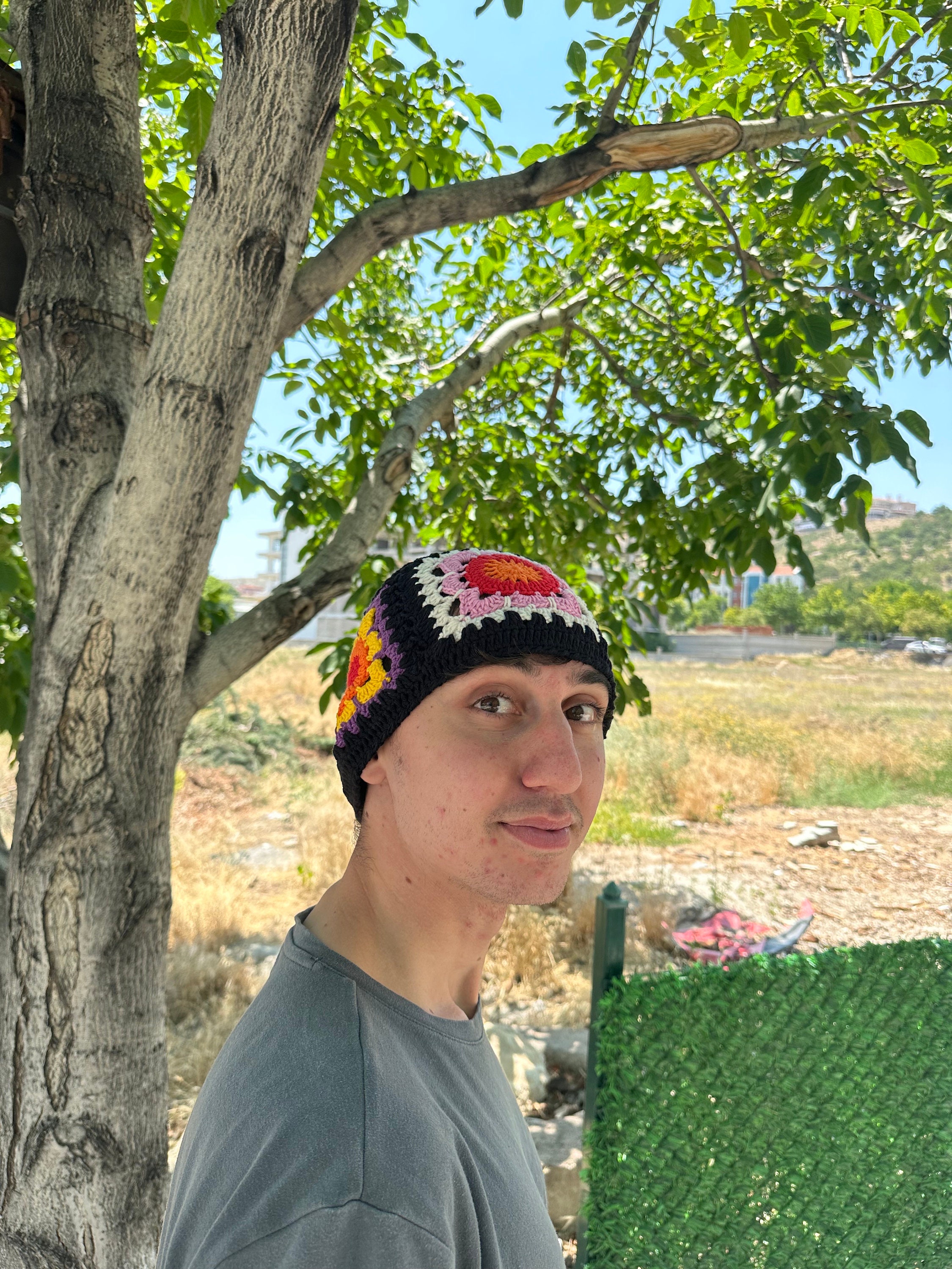 Granny Square Hat, Crochet Bucket Hat, Colorful Sun Hat, Unisex Cotton Hat, Multicolor hat, Vinta... — photo 5 of 10