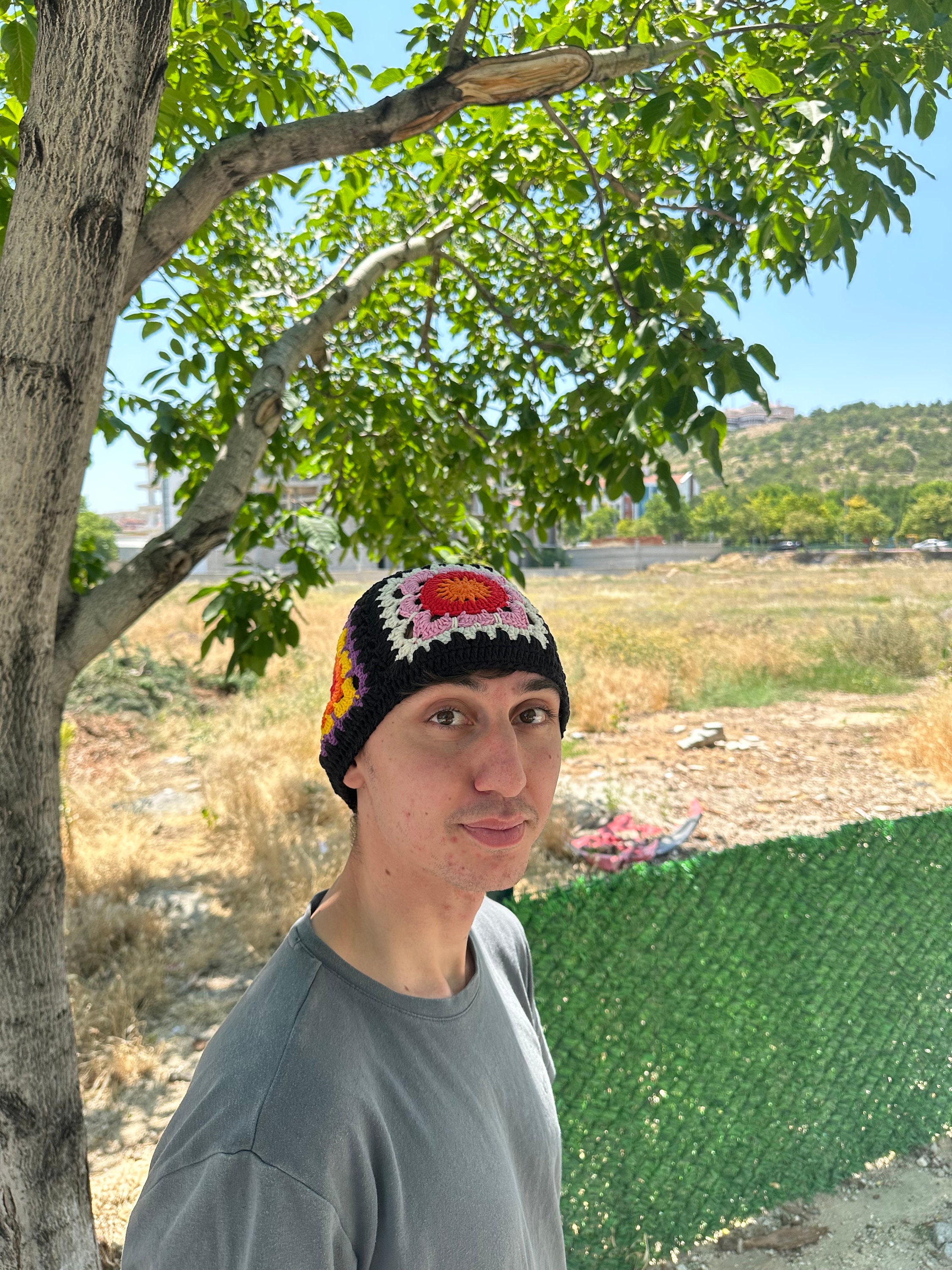 Granny Square Hat, Crochet Bucket Hat, Colorful Sun Hat, Unisex Cotton Hat, Multicolor hat, Vinta... — photo 3 of 10