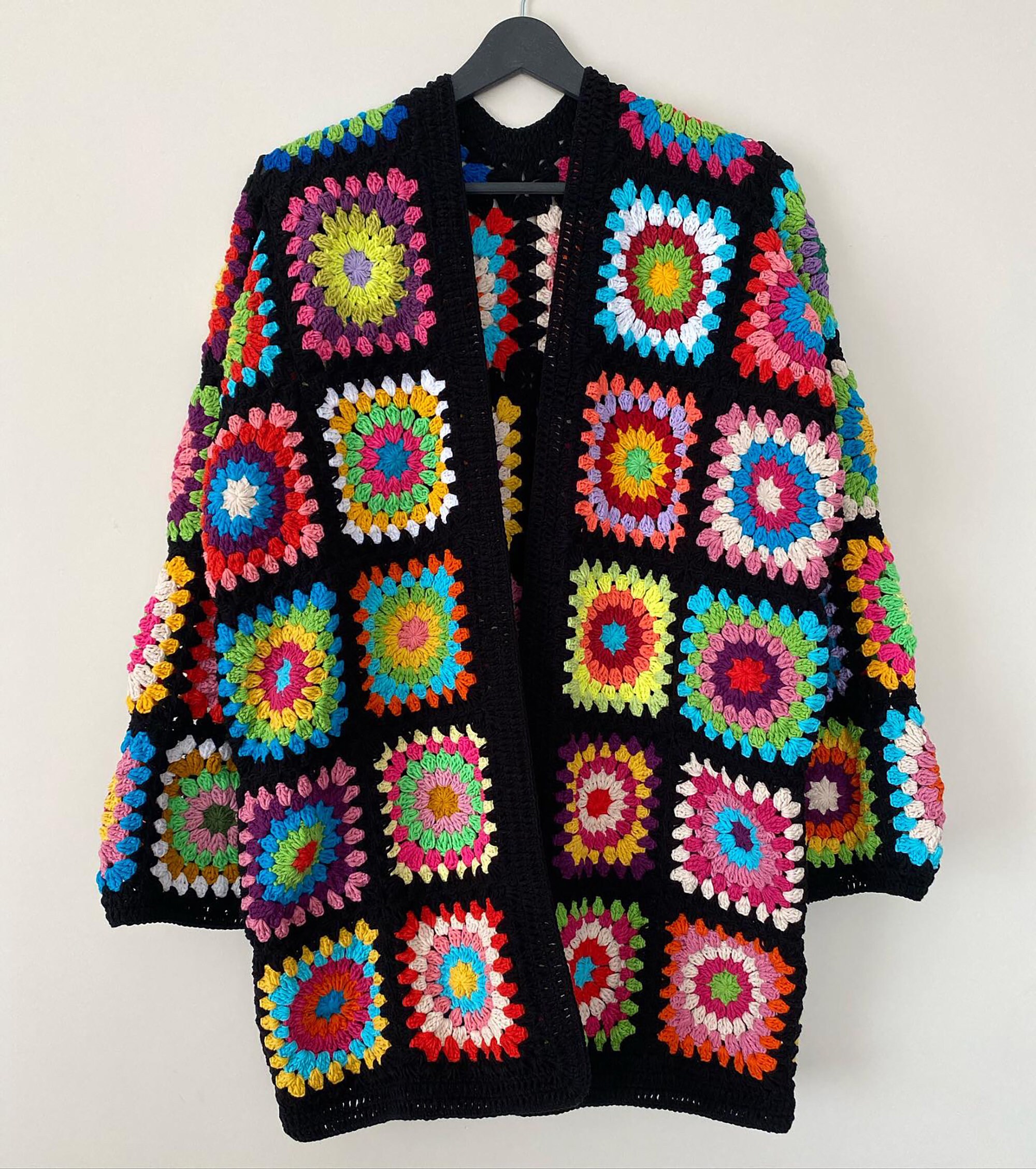 Granny Square Jacket, Crochet Cardigan, Granny Square Afghan Cardigan, Granny Square Crochet Coat, Boho Cardigan, Granny Square Sweater