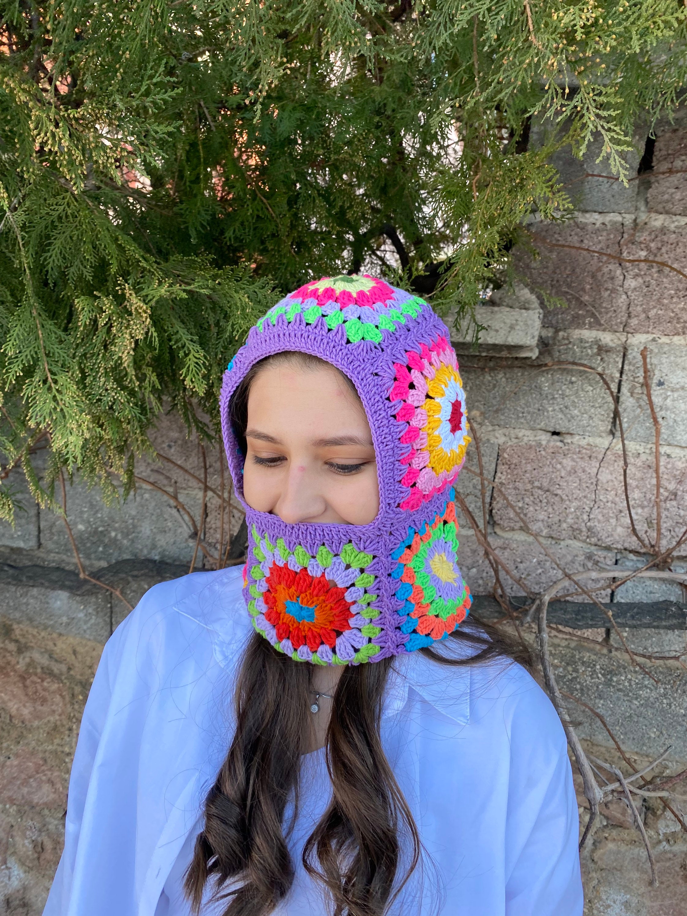 Granny Square Lilac Balaclava, Stylish Balaclava, Crochet Hoodie, Balaclava Fashion, Granny Squar... — photo 2 of 10