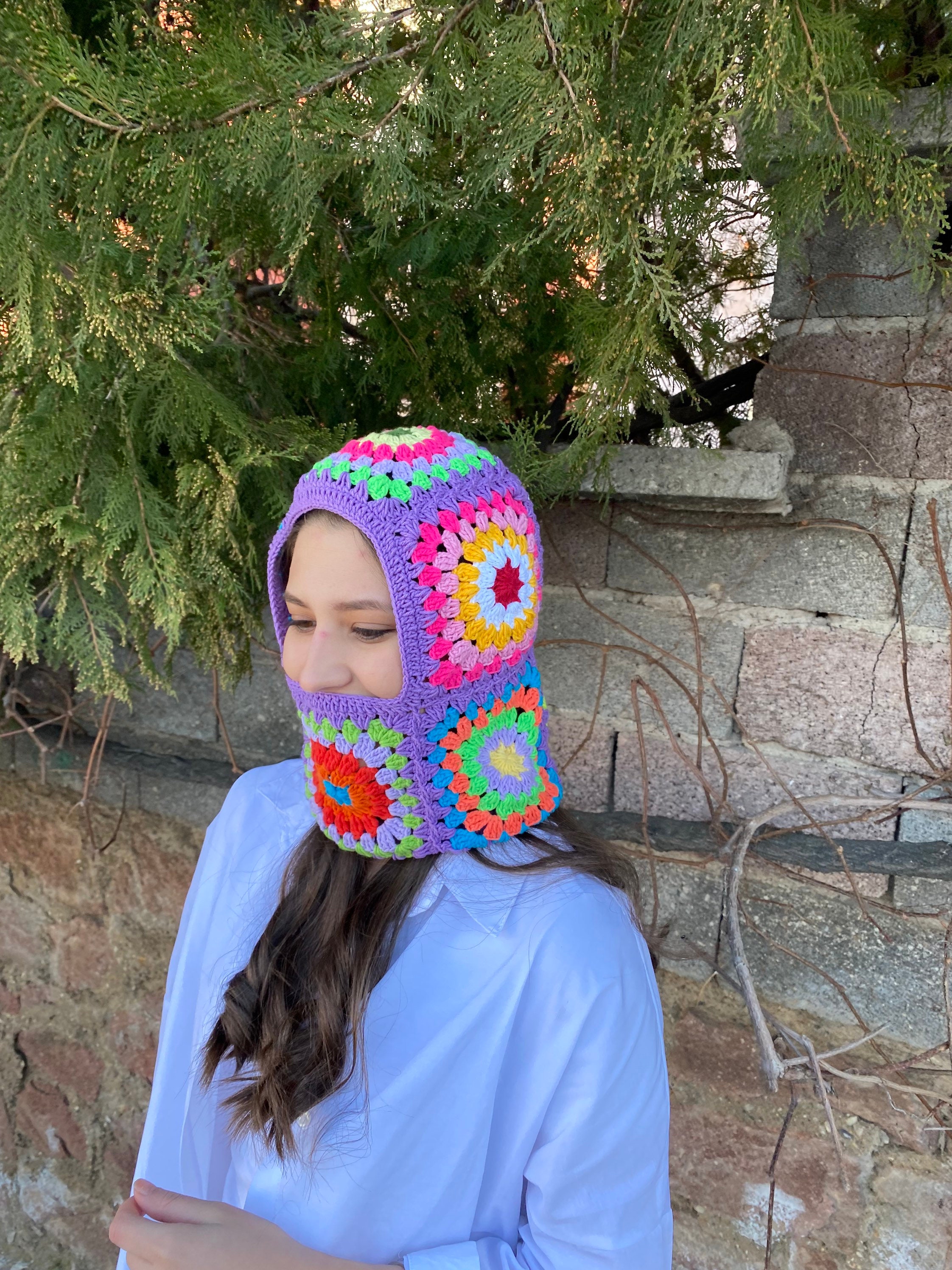 Granny Square Lilac Balaclava, Stylish Balaclava, Crochet Hoodie, Balaclava Fashion, Granny Squar... — photo 7 of 10