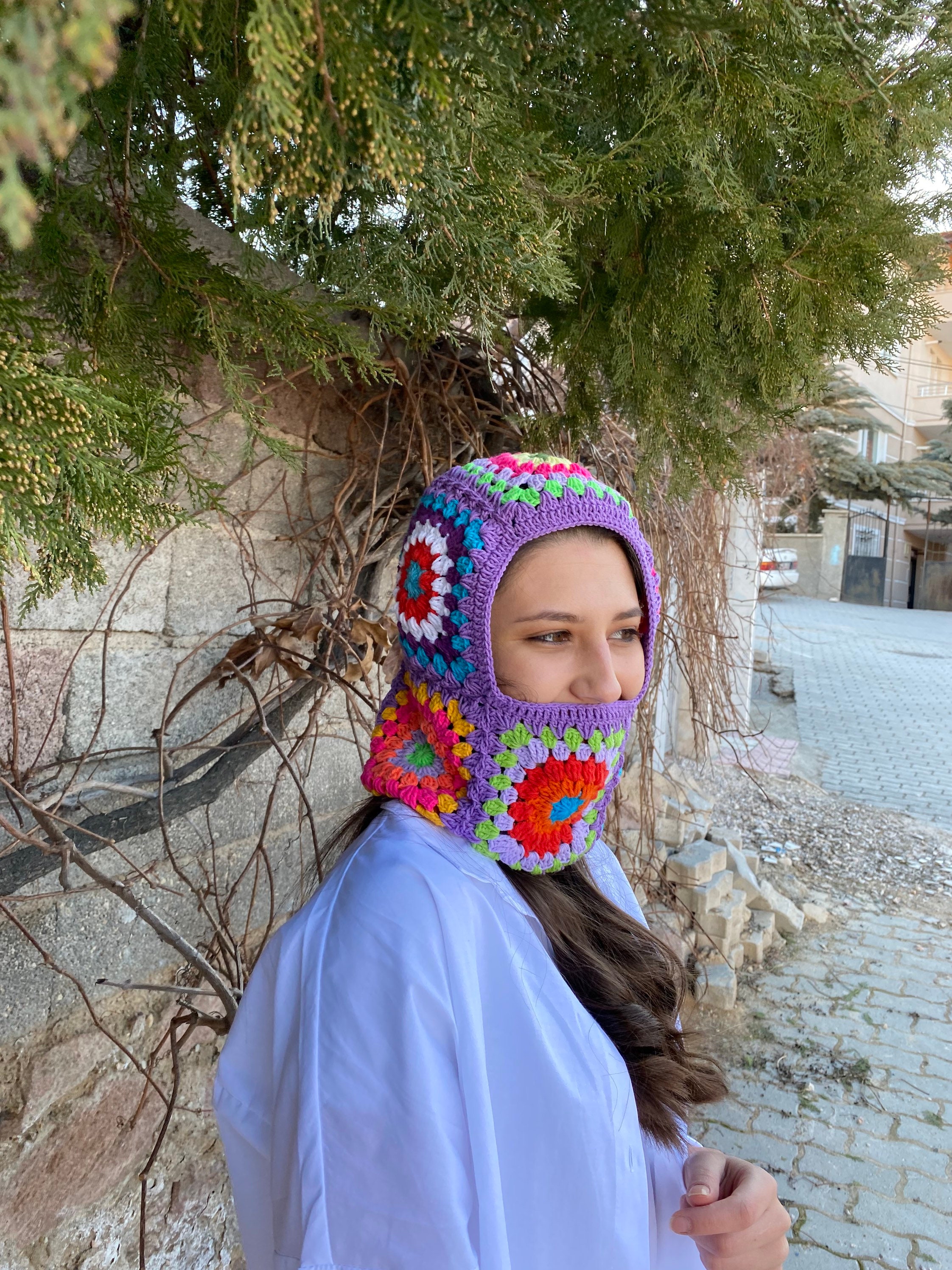 Granny Square Lilac Balaclava, Stylish Balaclava, Crochet Hoodie, Balaclava Fashion, Granny Squar... — photo 4 of 10