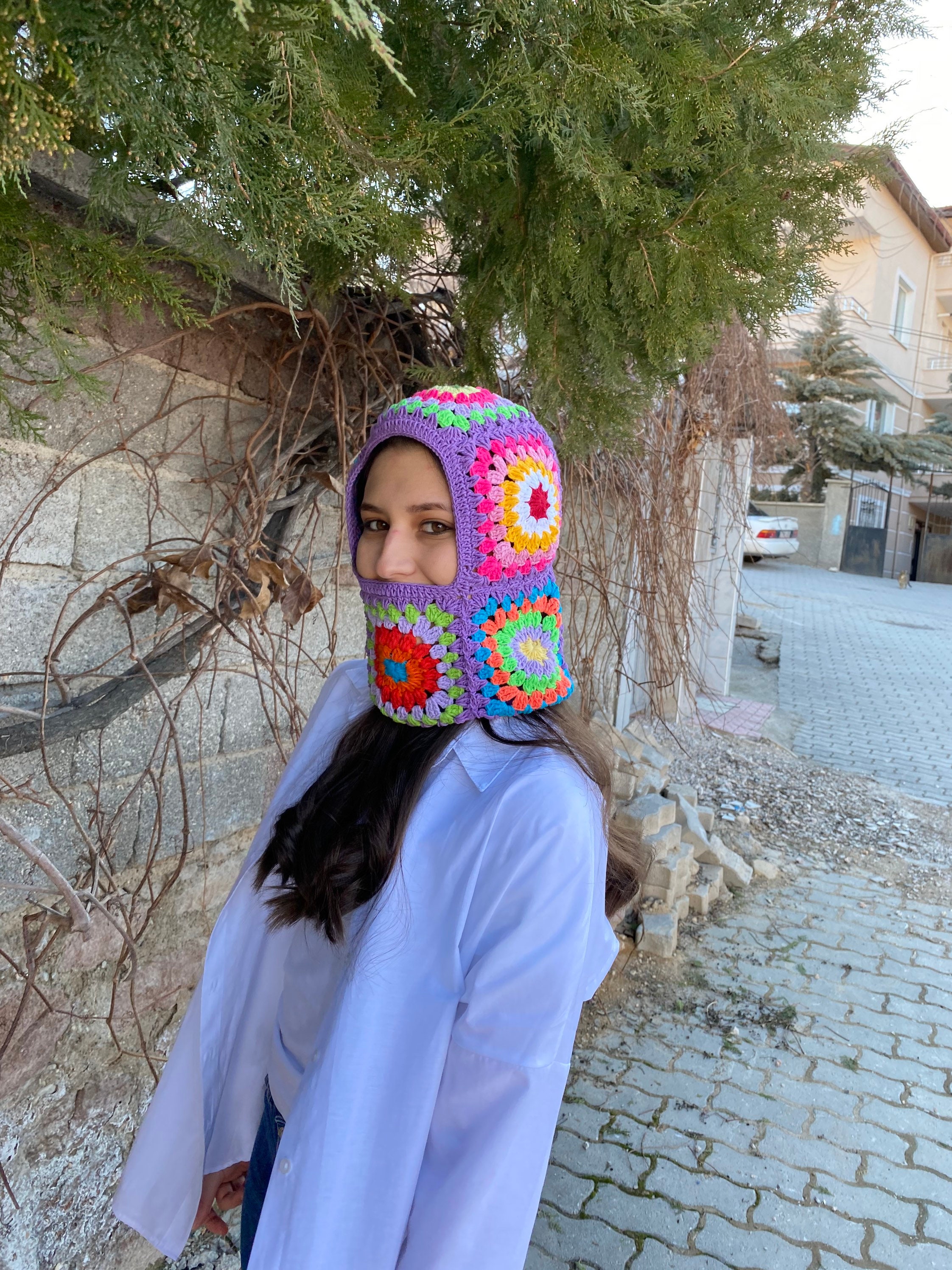 Granny Square Lilac Balaclava, Stylish Balaclava, Crochet Hoodie, Balaclava Fashion, Granny Squar... — photo 6 of 10