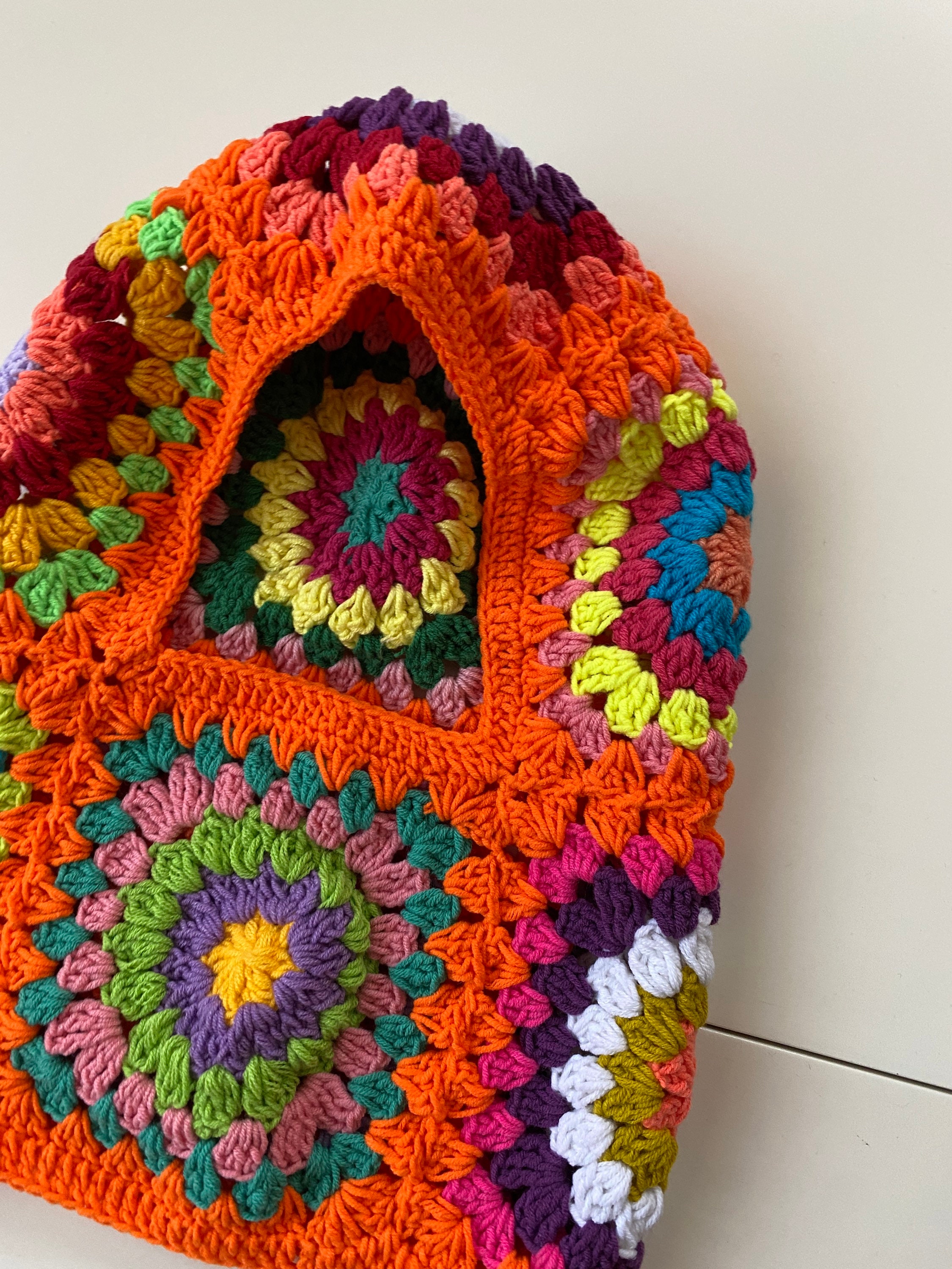 Granny Square Orange Balaclava, Crochet Hoodie, Balaclava Knit, Granny Square Hoodie, Granny Square Hat, Unisex Balaclava, Stylish Balaclava