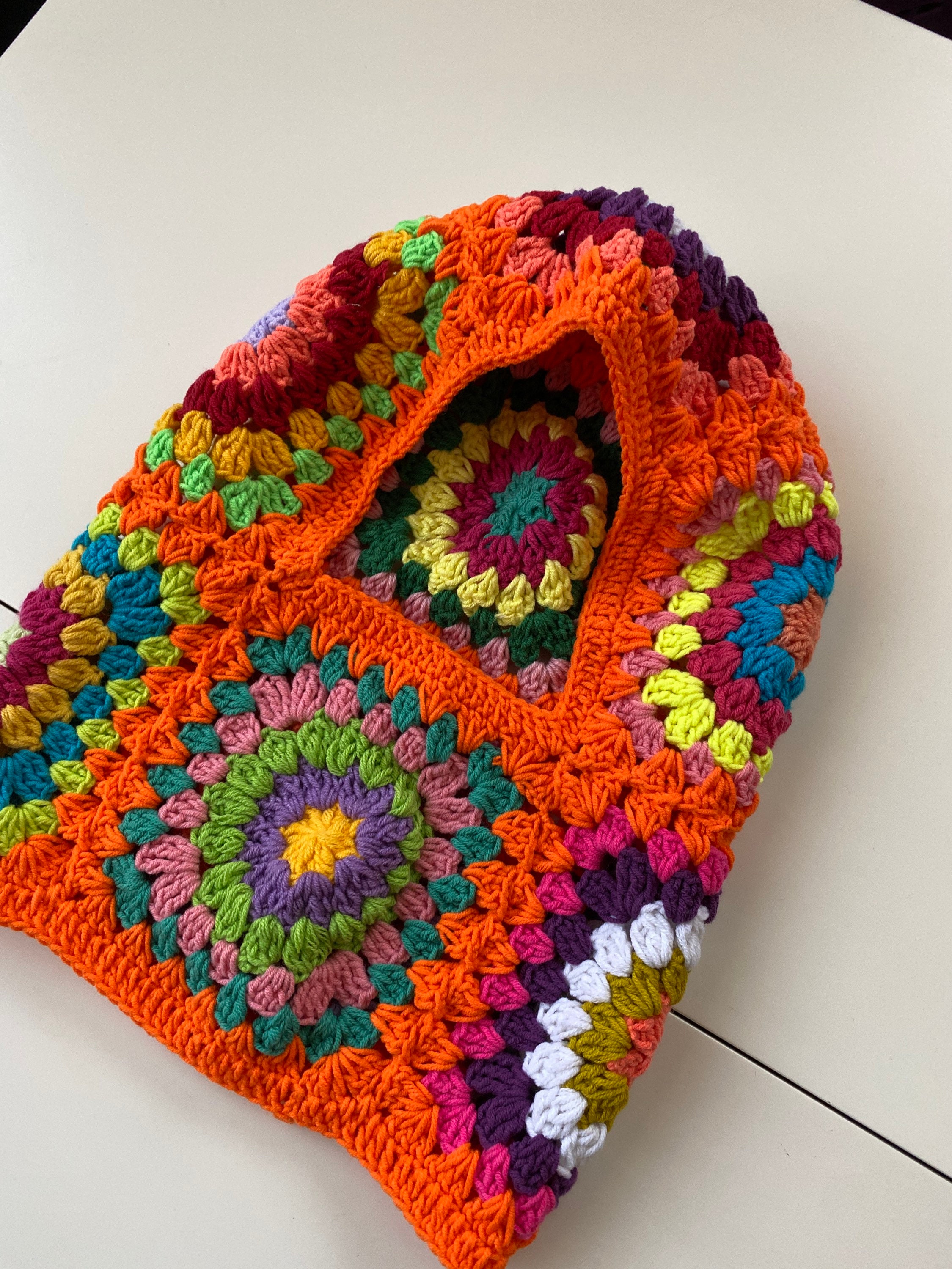 Granny Square Orange Balaclava, Crochet Hoodie, Balaclava Knit, Granny Square Hoodie, Granny Squa... — photo 5 of 10