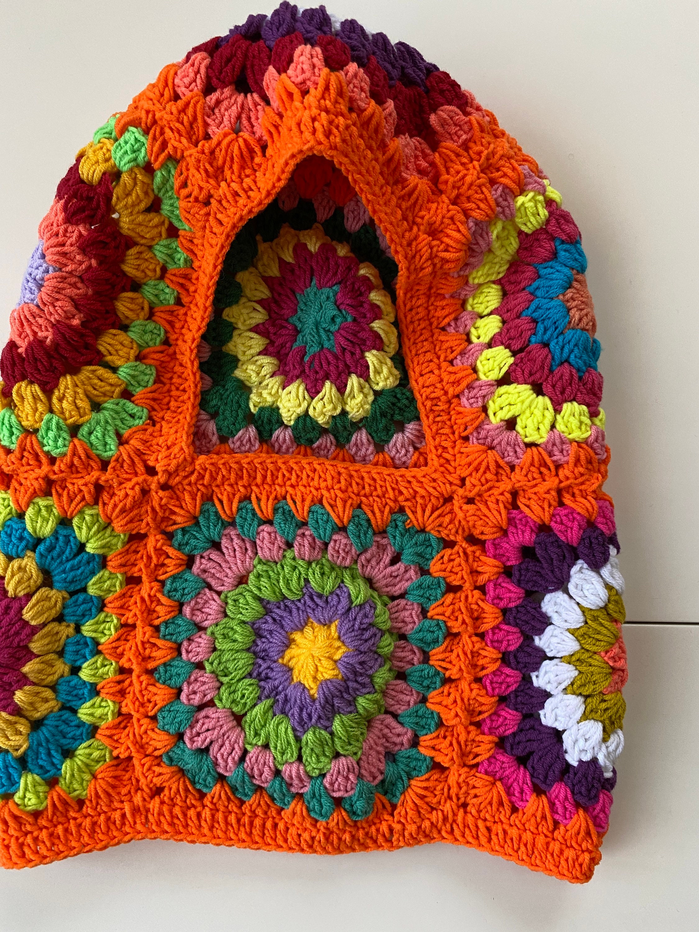 Granny Square Orange Balaclava, Crochet Hoodie, Balaclava Knit, Granny Square Hoodie, Granny Squa... — photo 3 of 10