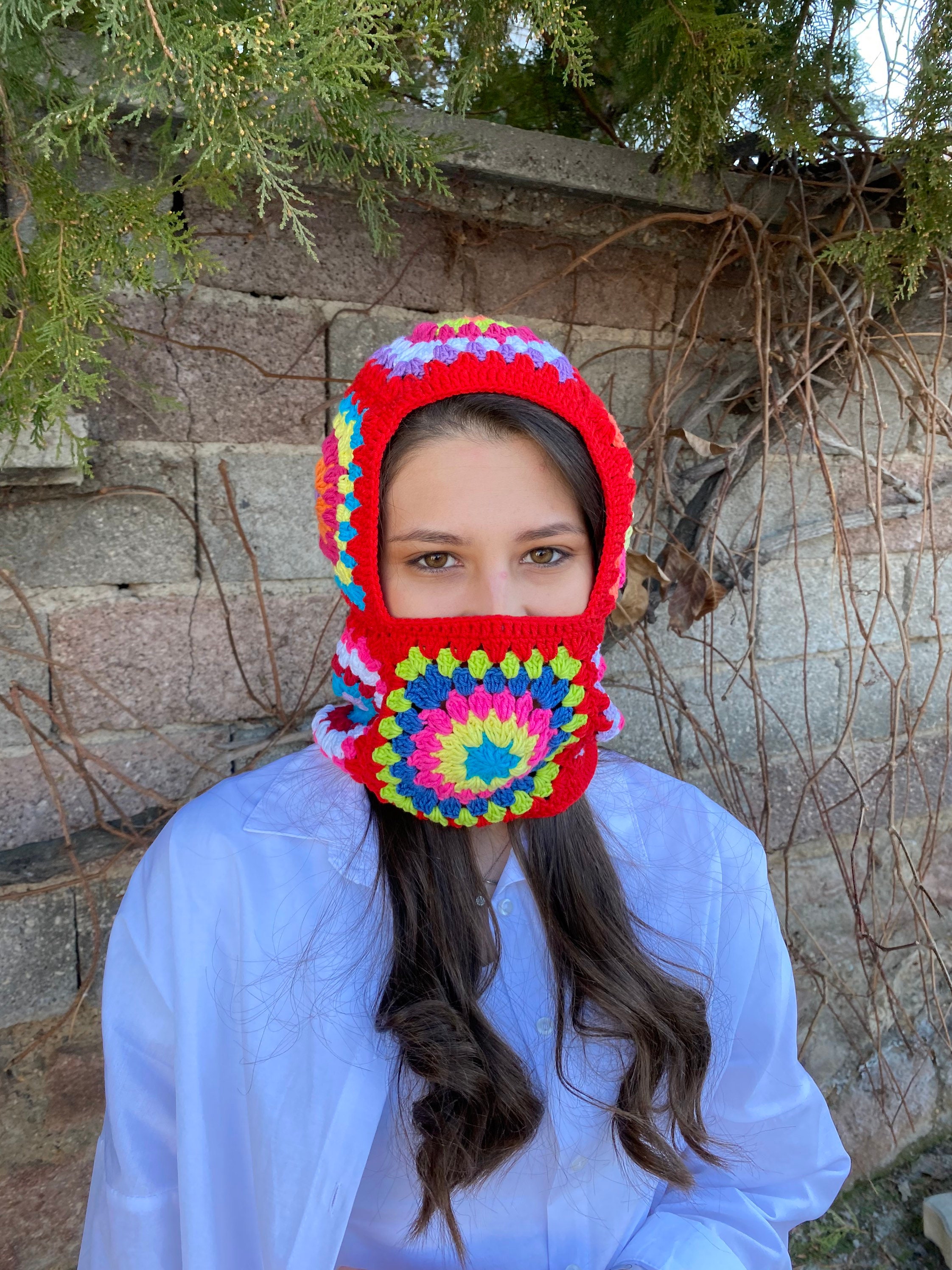 Granny Square Red Balaclava, Stylish Balaclava, Crochet Hoodie, Balaclava Fashion, Granny Square ... — photo 3 of 10