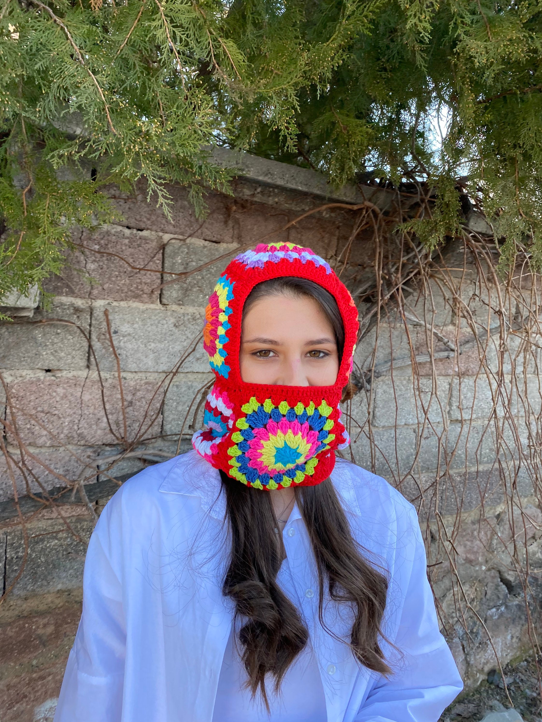 Granny Square Red Balaclava, Stylish Balaclava, Crochet Hoodie, Balaclava Fashion, Granny Square ... — photo 6 of 10
