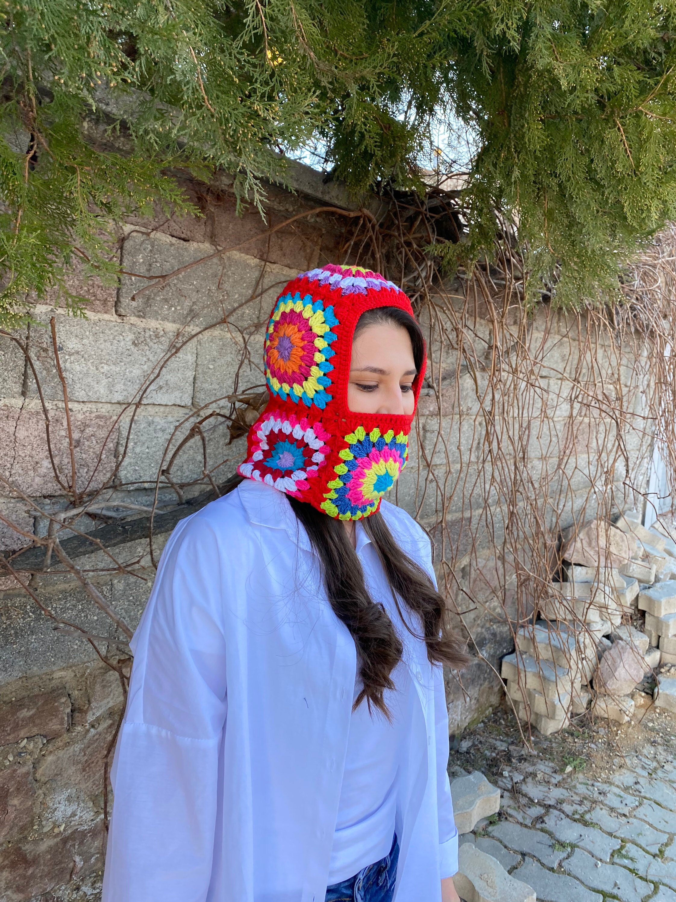 Granny Square Red Balaclava, Stylish Balaclava, Crochet Hoodie, Balaclava Fashion, Granny Square ... — photo 7 of 10