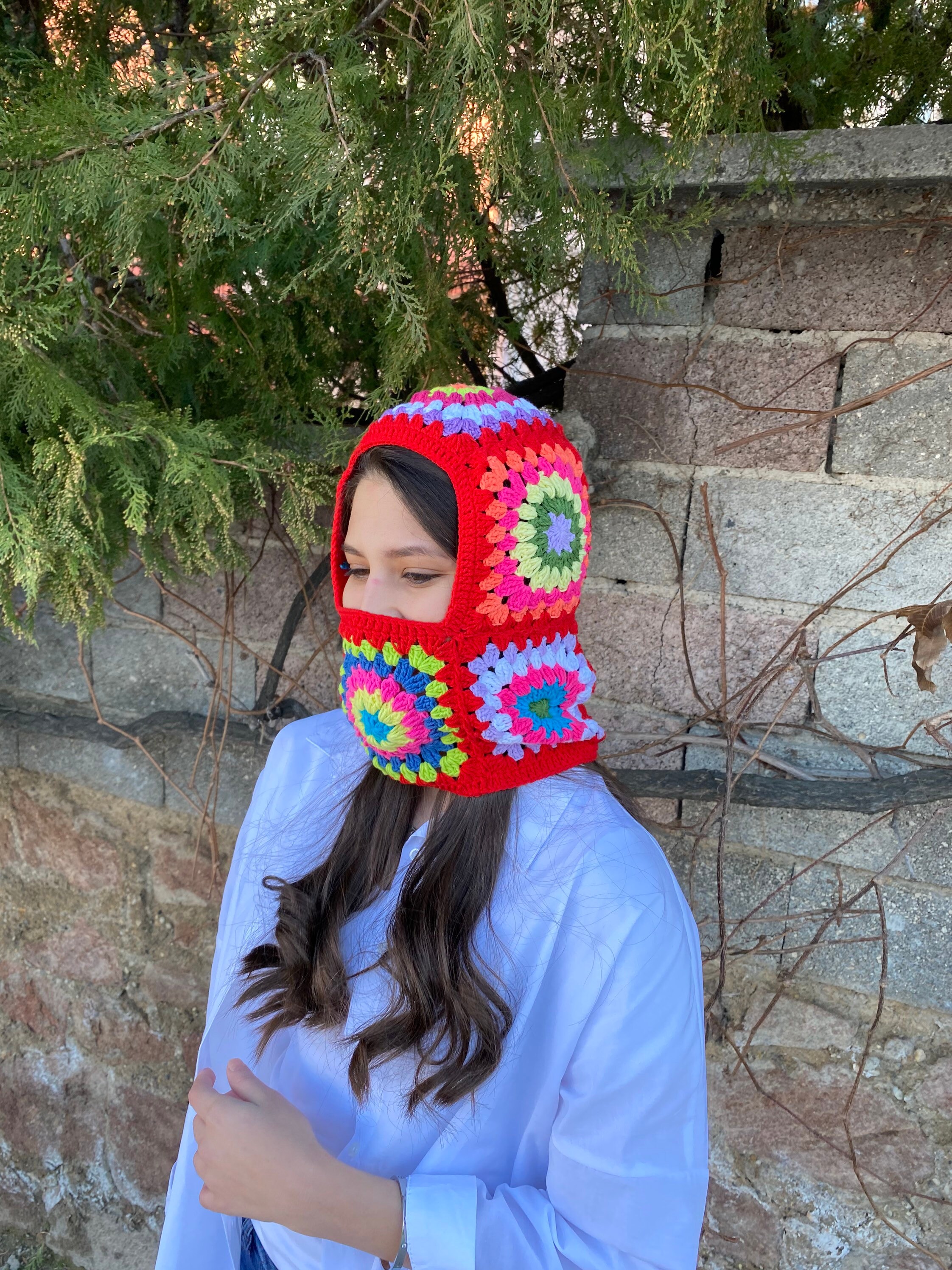 Granny Square Red Balaclava, Stylish Balaclava, Crochet Hoodie, Balaclava Fashion, Granny Square ... — photo 4 of 10