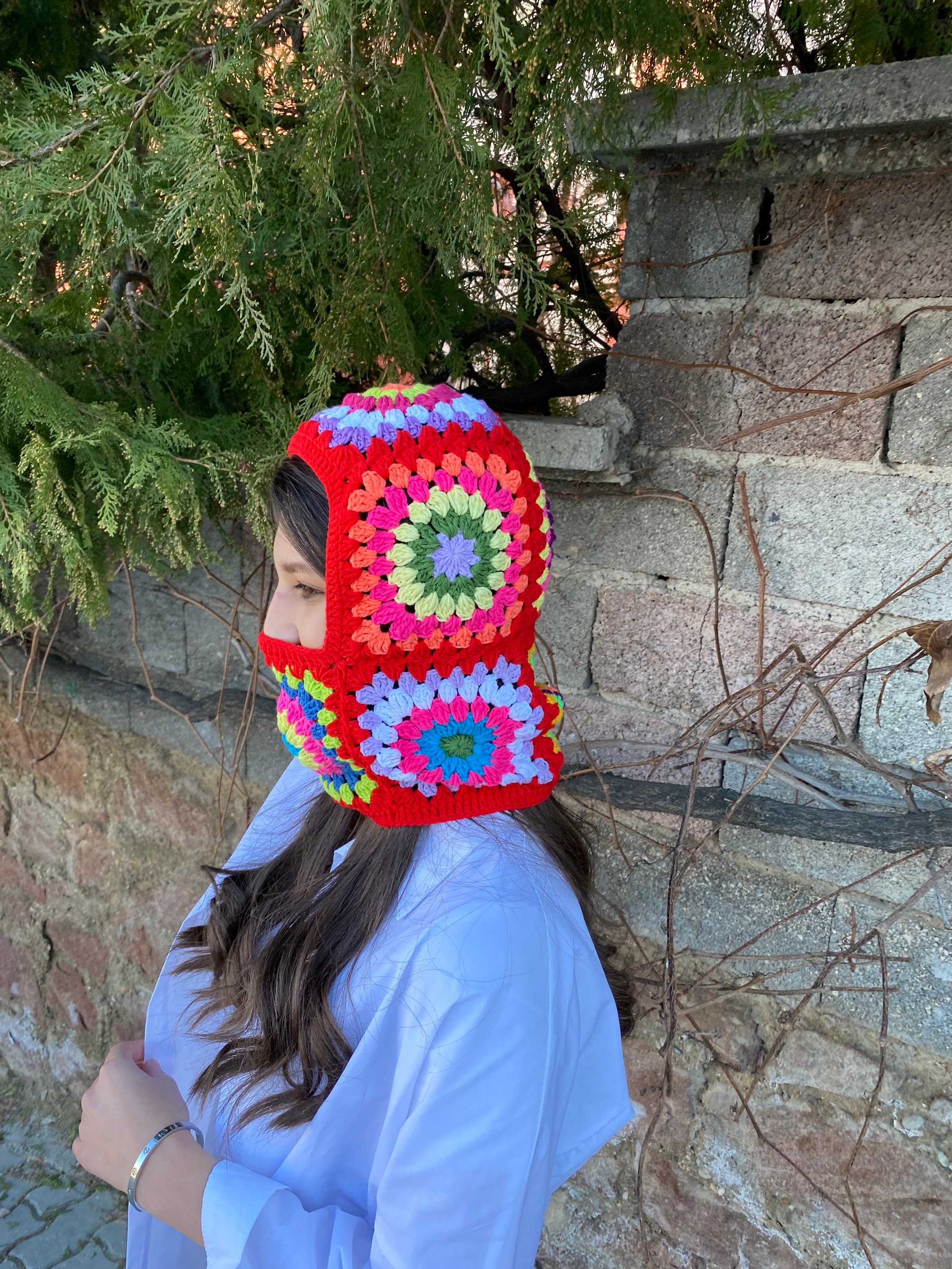 Granny Square Red Balaclava, Stylish Balaclava, Crochet Hoodie, Balaclava Fashion, Granny Square ... — photo 5 of 10