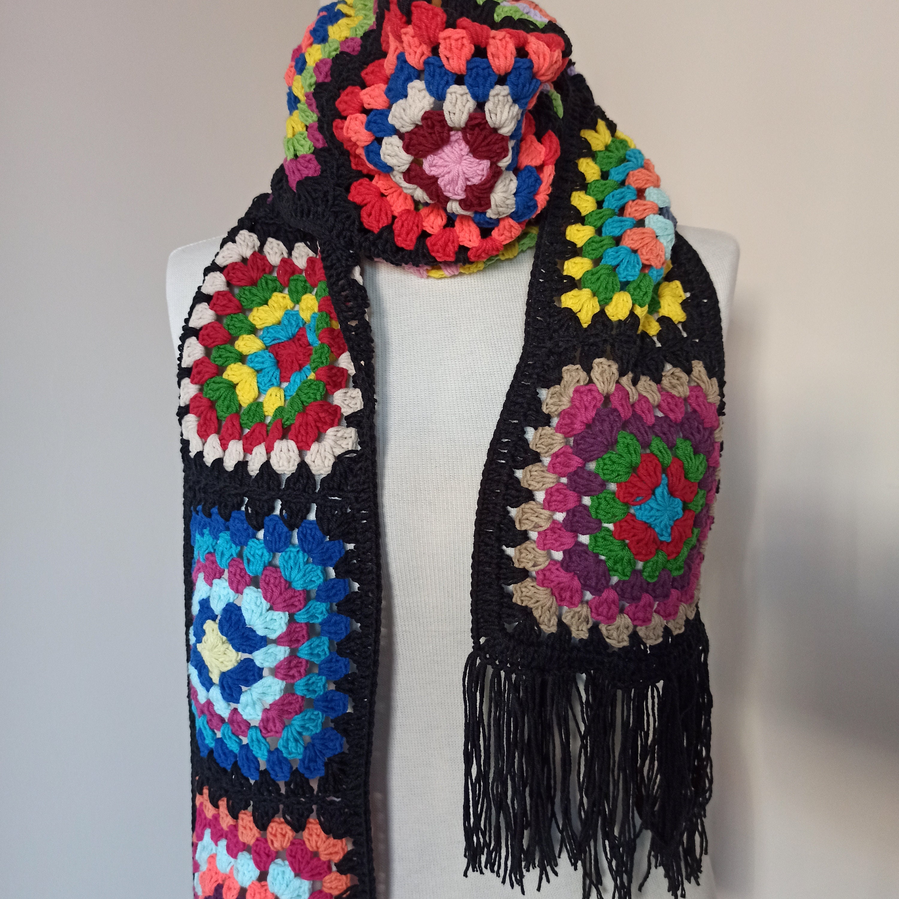 Granny Square Scarf, Knitted Scarf, Handmade Scarf, Warm Shawl, Women Accessories, Afghan Crochet... — photo 2 of 10