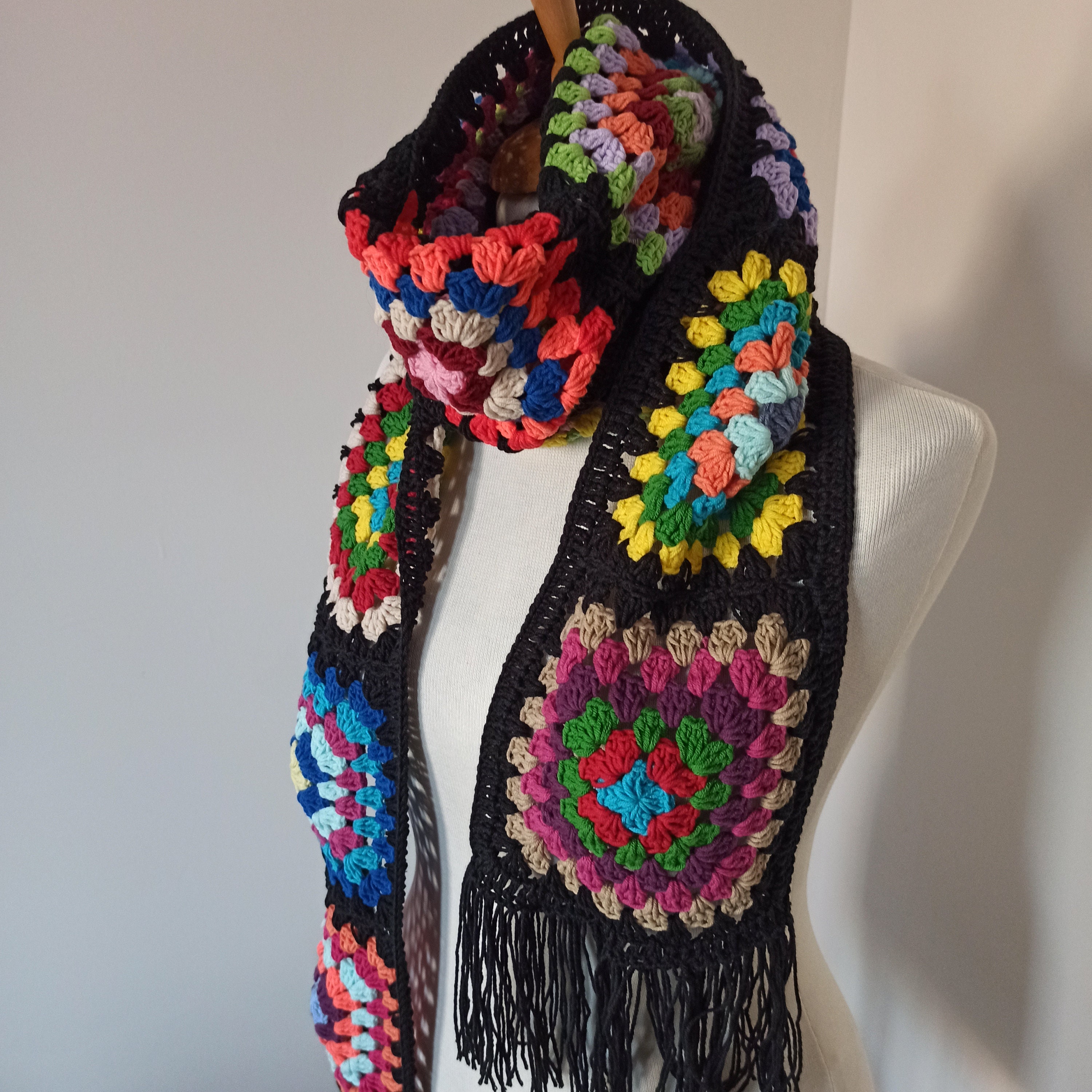 Granny Square Scarf, Knitted Scarf, Handmade Scarf, Warm Shawl, Women Accessories, Afghan Crochet... — photo 6 of 10