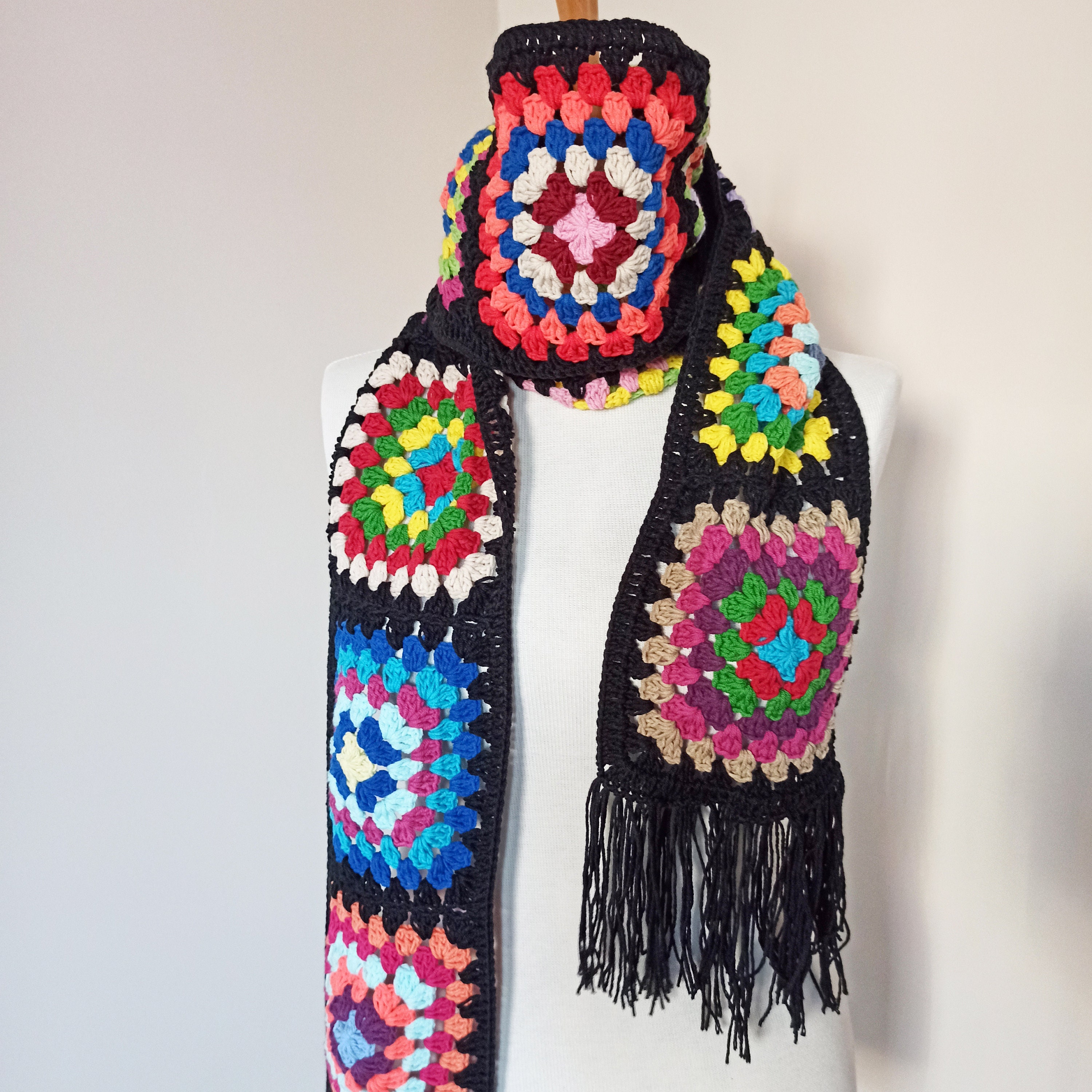 Granny Square Scarf, Knitted Scarf, Handmade Scarf, Warm Shawl, Women Accessories, Afghan Crochet... — photo 5 of 10