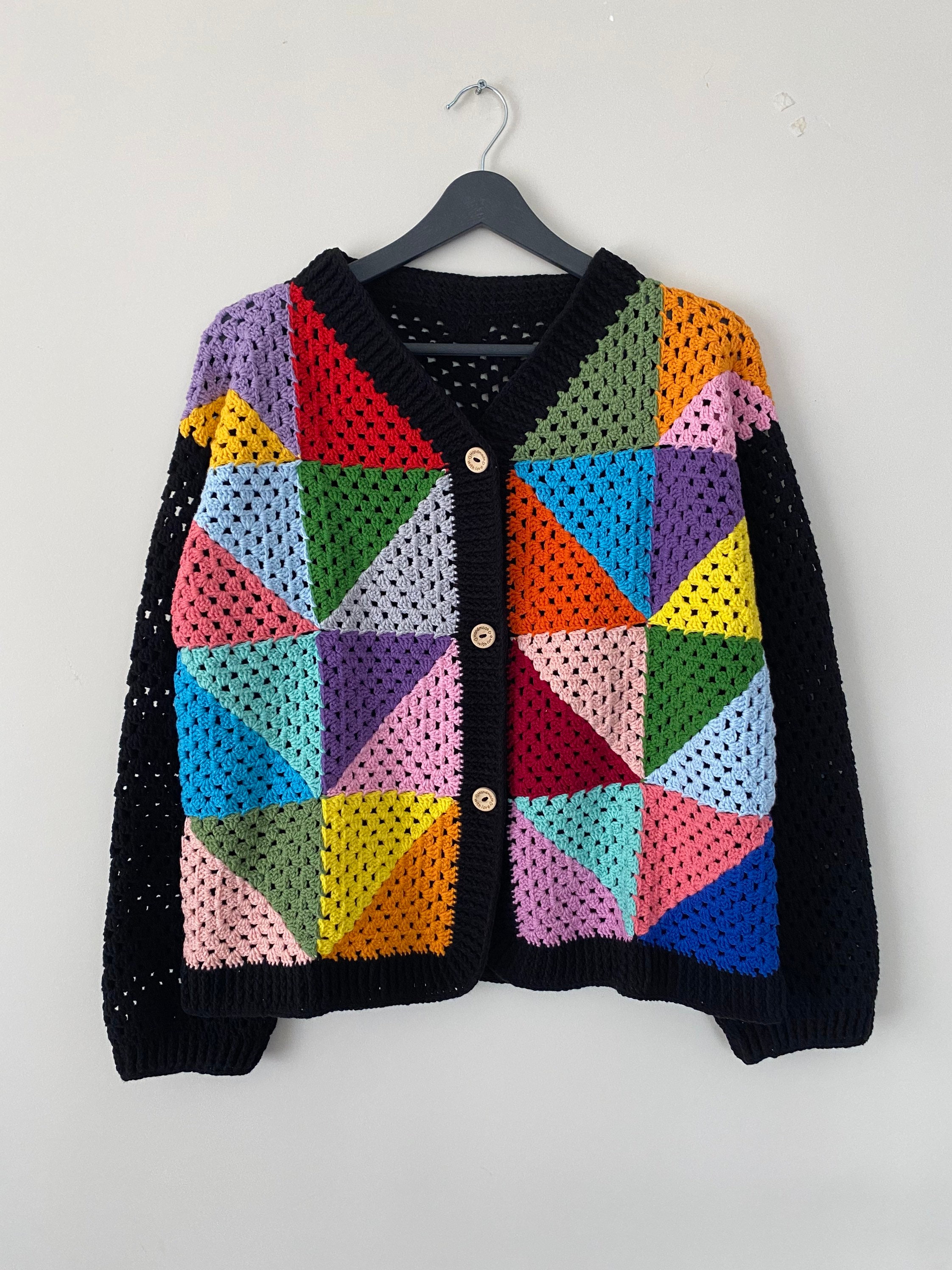 Granny Square Sweater, Crochet Afghan Vest, Granny Square Cardigan, Colorful Sweater, Granny Square Jacket, Boho Jacket, Afghan Coat, Gift