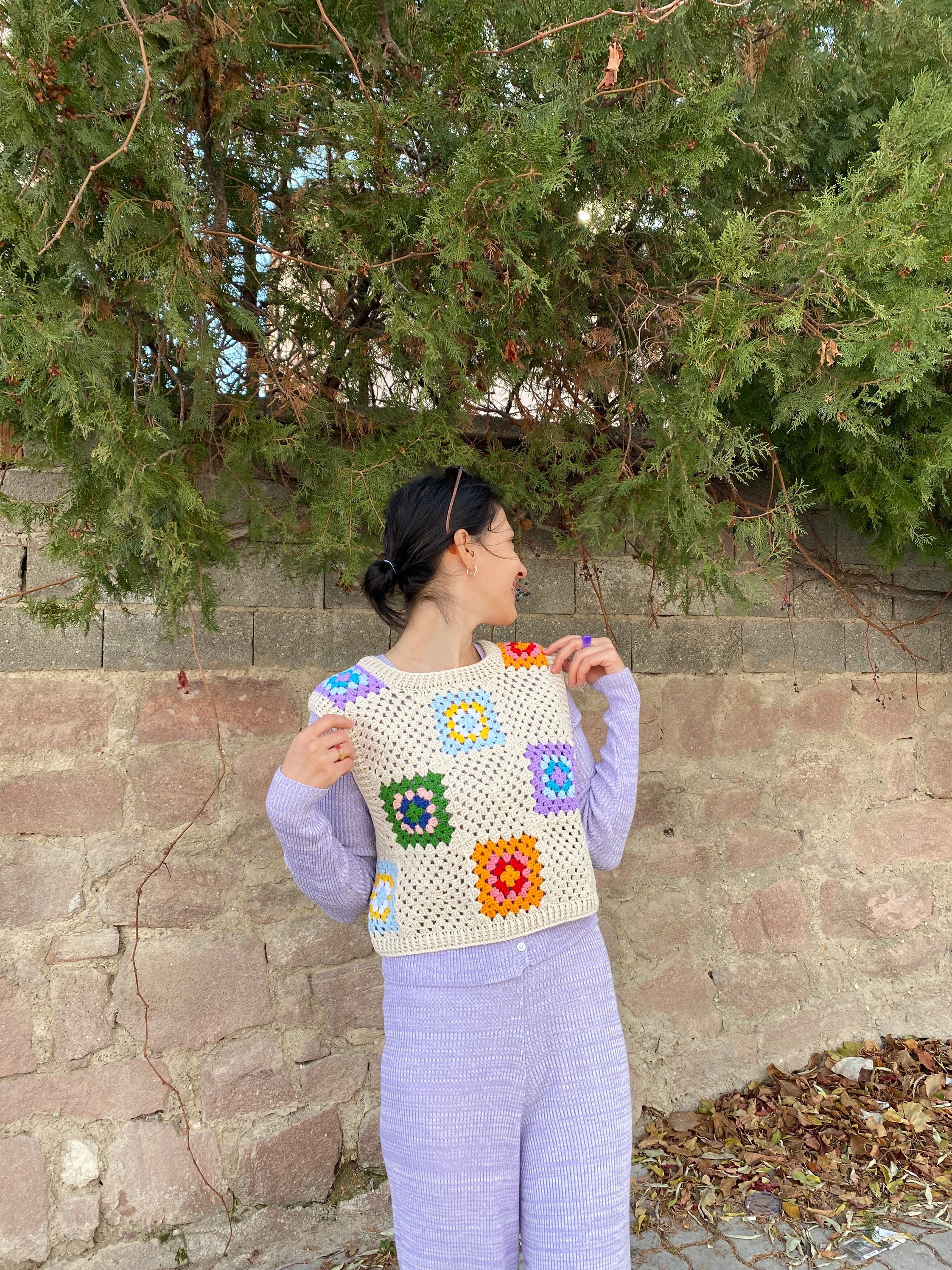 Granny Square Sweater, Granny Square Afghan Vest, Granny Square Cardigan, Granny Square Veste, Bo... — photo 6 of 10