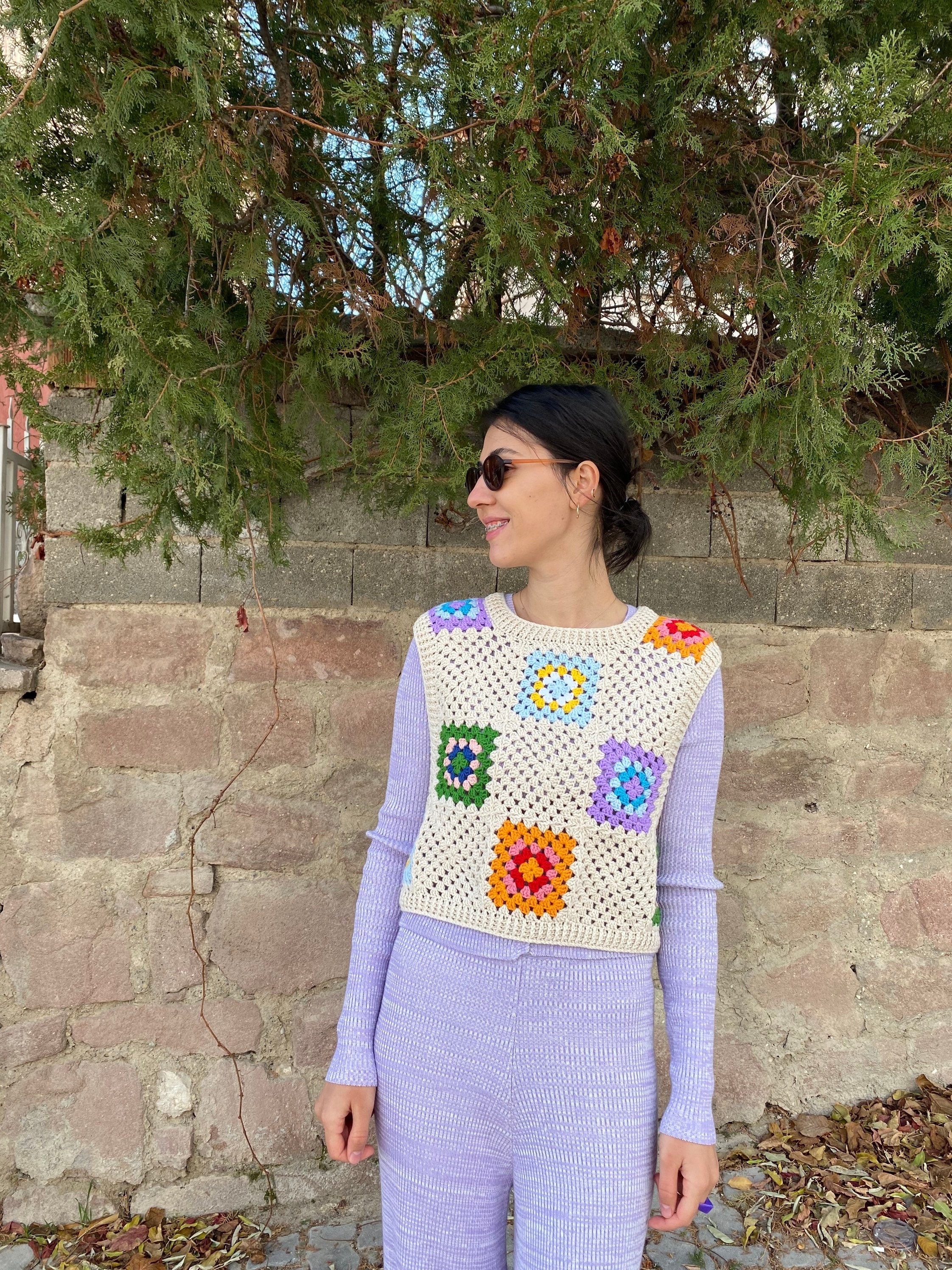 Granny Square Sweater, Granny Square Afghan Vest, Granny Square Cardigan, Granny Square Veste, Bo... — photo 5 of 10