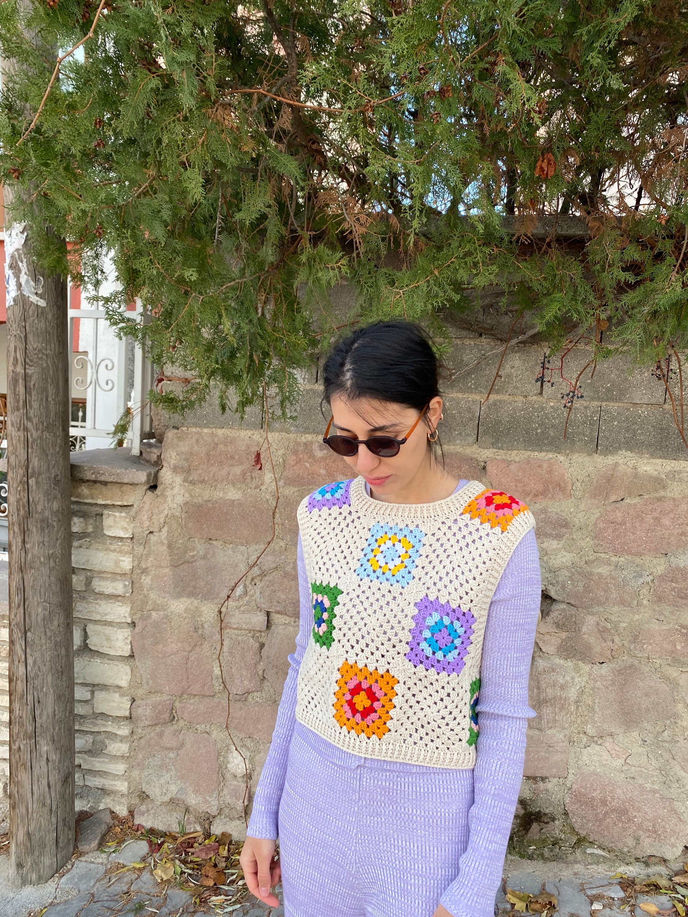 Granny Square Sweater, Granny Square Afghan Vest, Granny Square Cardigan, Granny Square Veste, Bo... — photo 4 of 10