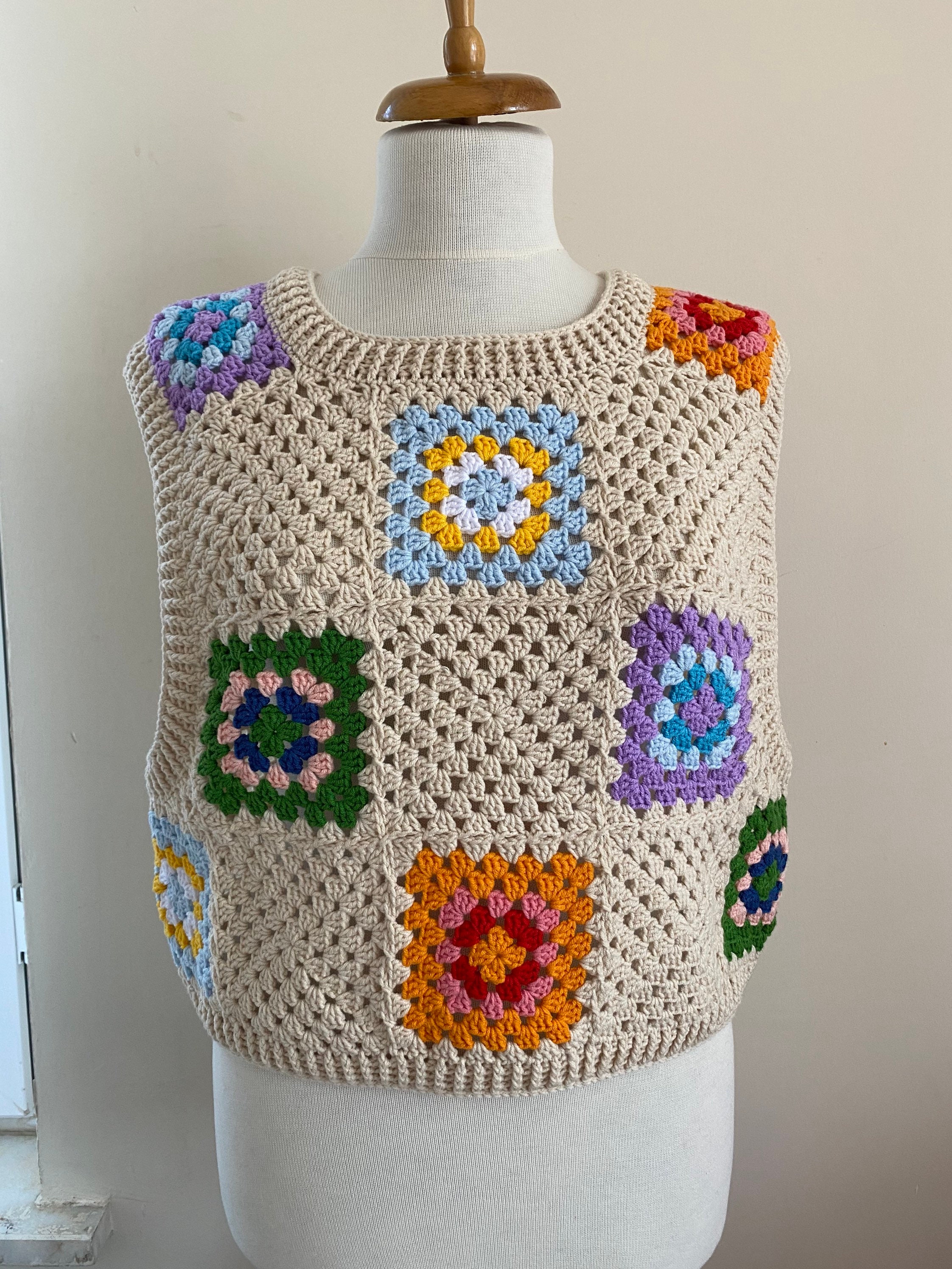 Granny Square Sweater, Granny Square Afghan Vest, Granny Square Cardigan, Granny Square Veste, Bo... — photo 2 of 10